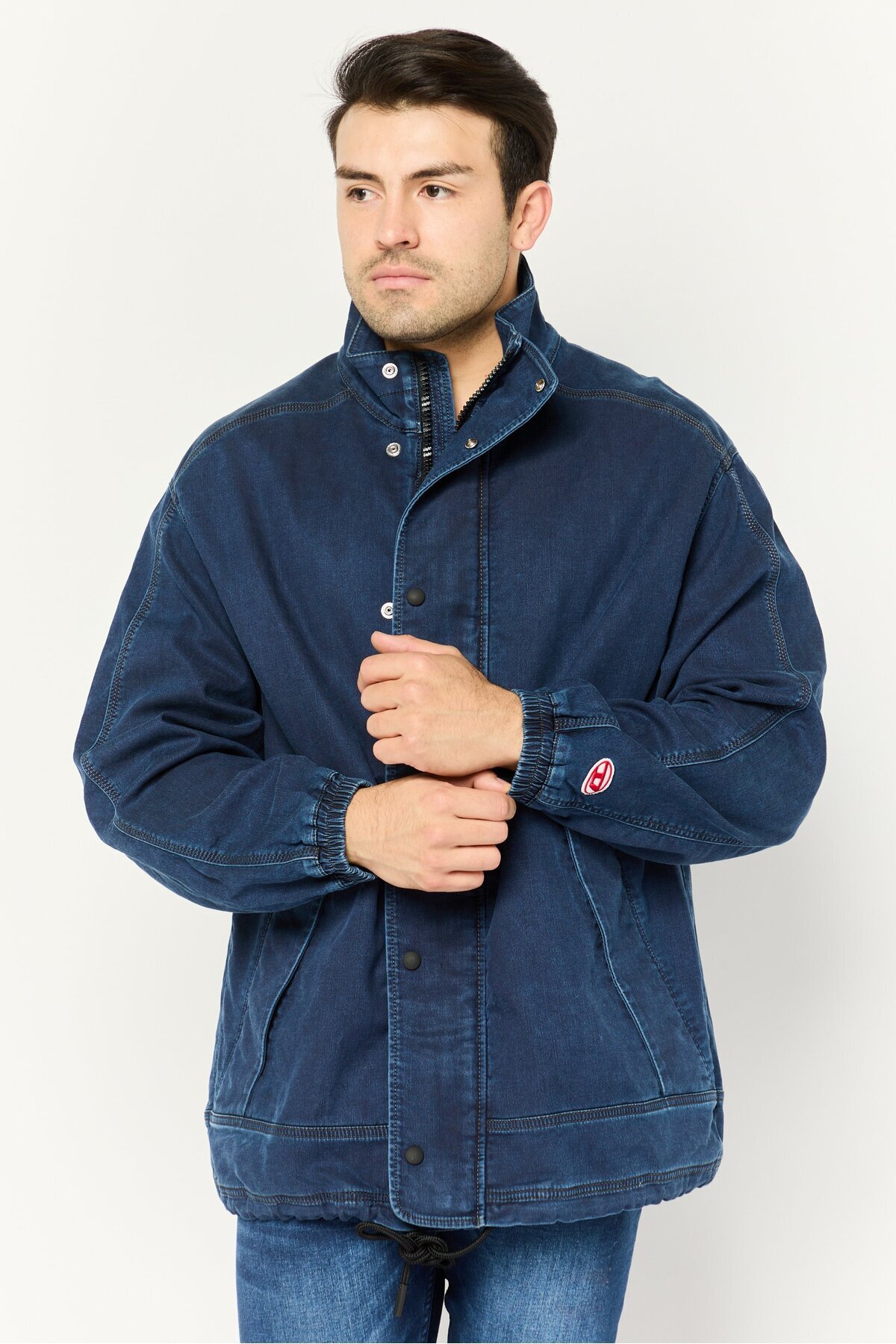Diesel-Men Mock Neck Long Sleeve Denim jacket, Blue 1