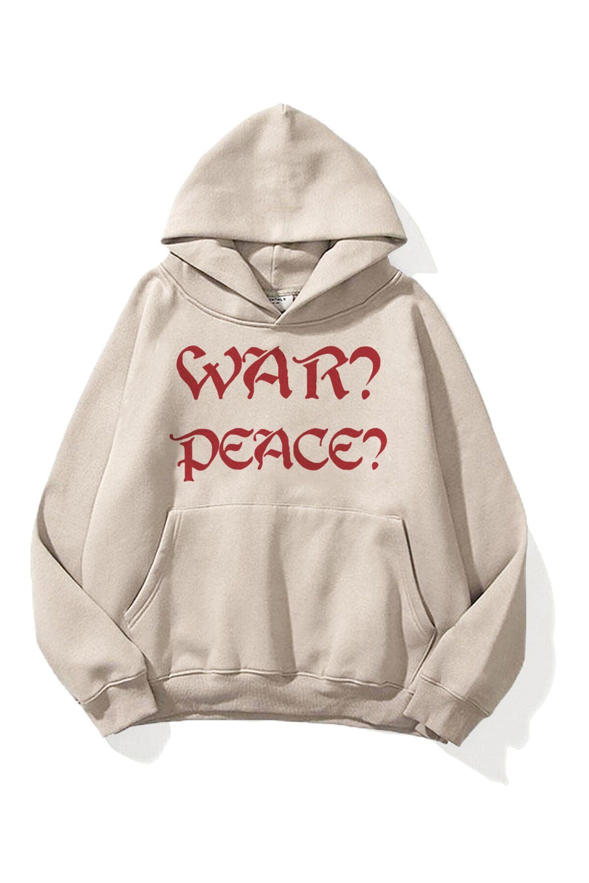 Trendiz-Unisex Φούτερ War Peace Hoodie Stone 2