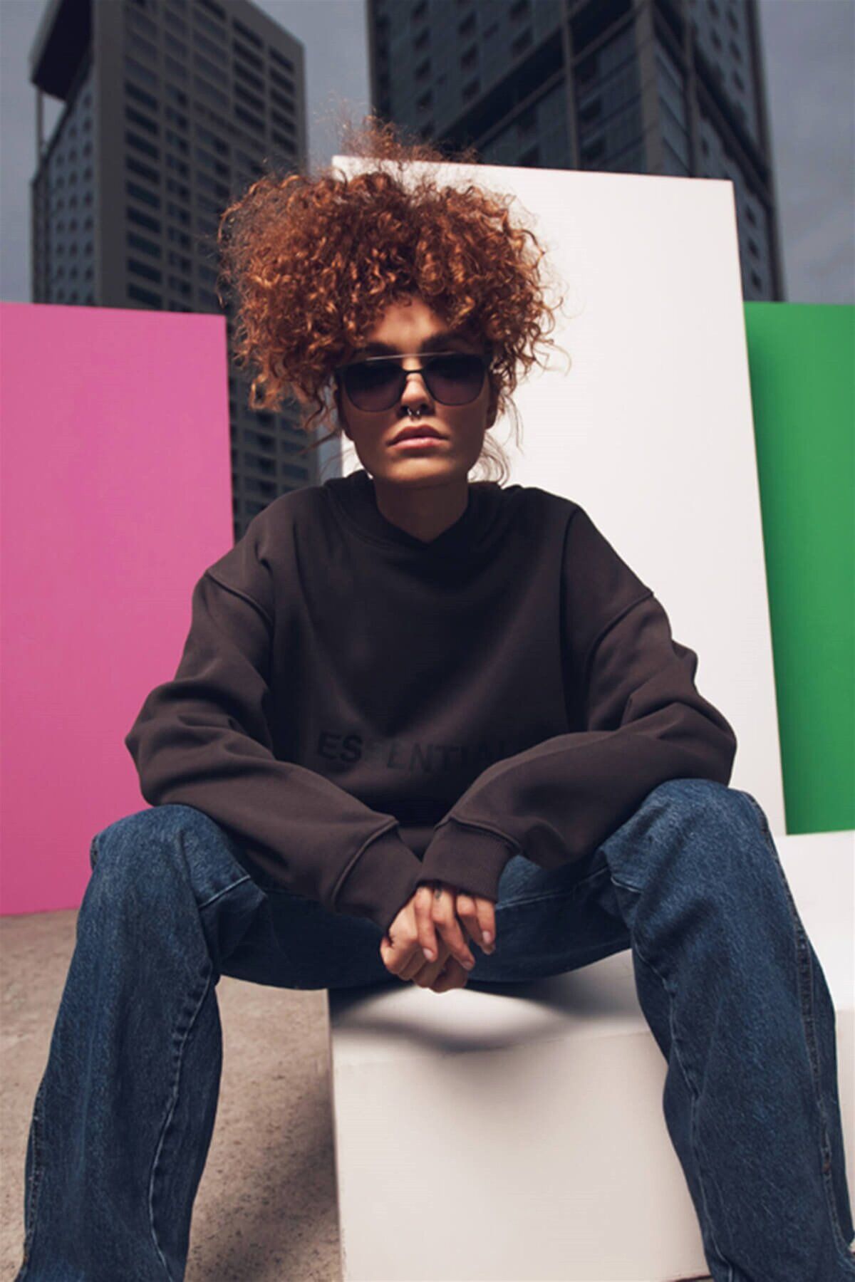 Trendiz-Unisex Anthrazit Essentials Sweatshirt Kapuzenpullover 6