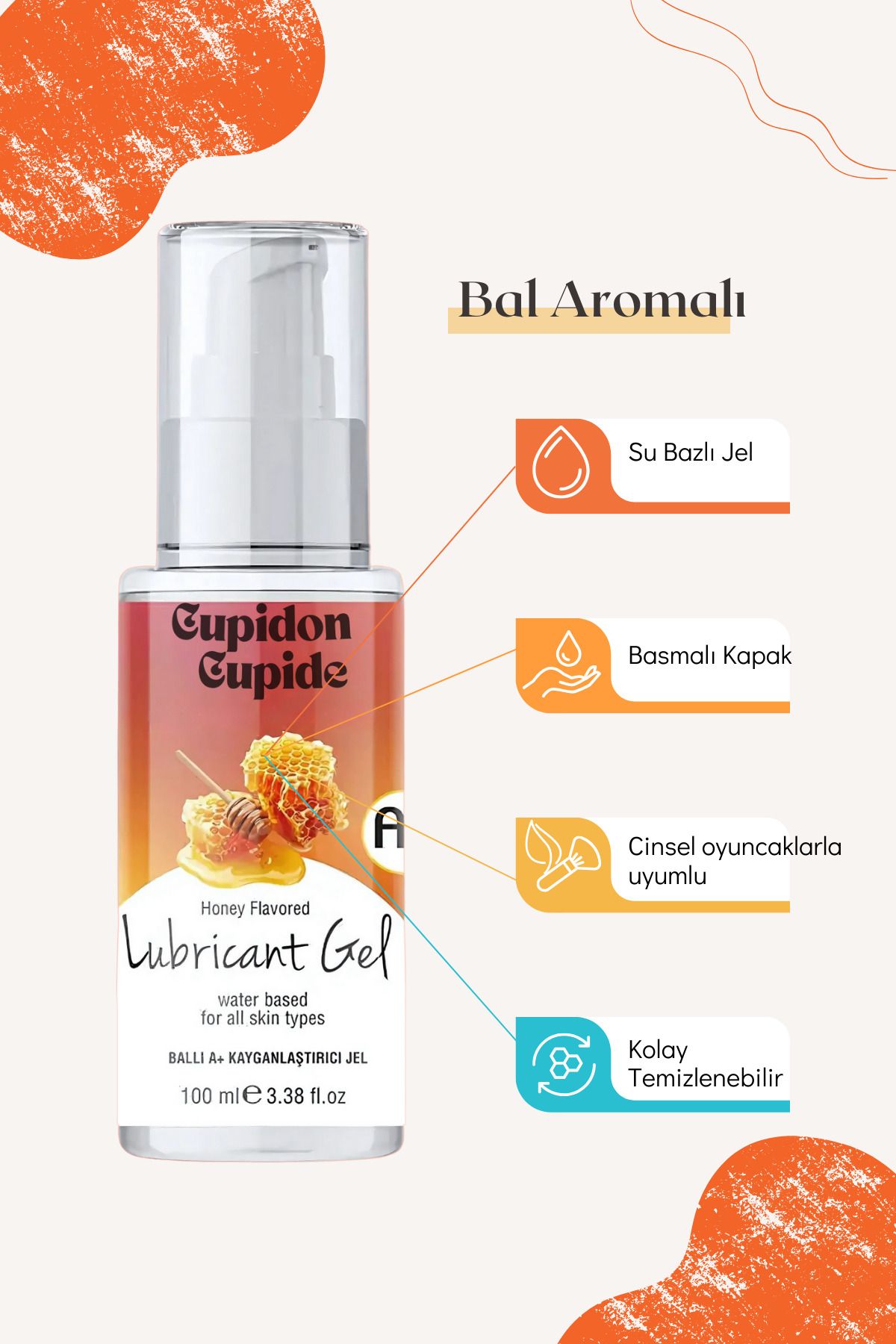 Cupidon Cupide Basmalı Kapak Su Bazlı Bal Aromalı Anal Kayganlaştırıcı Jel 100ml