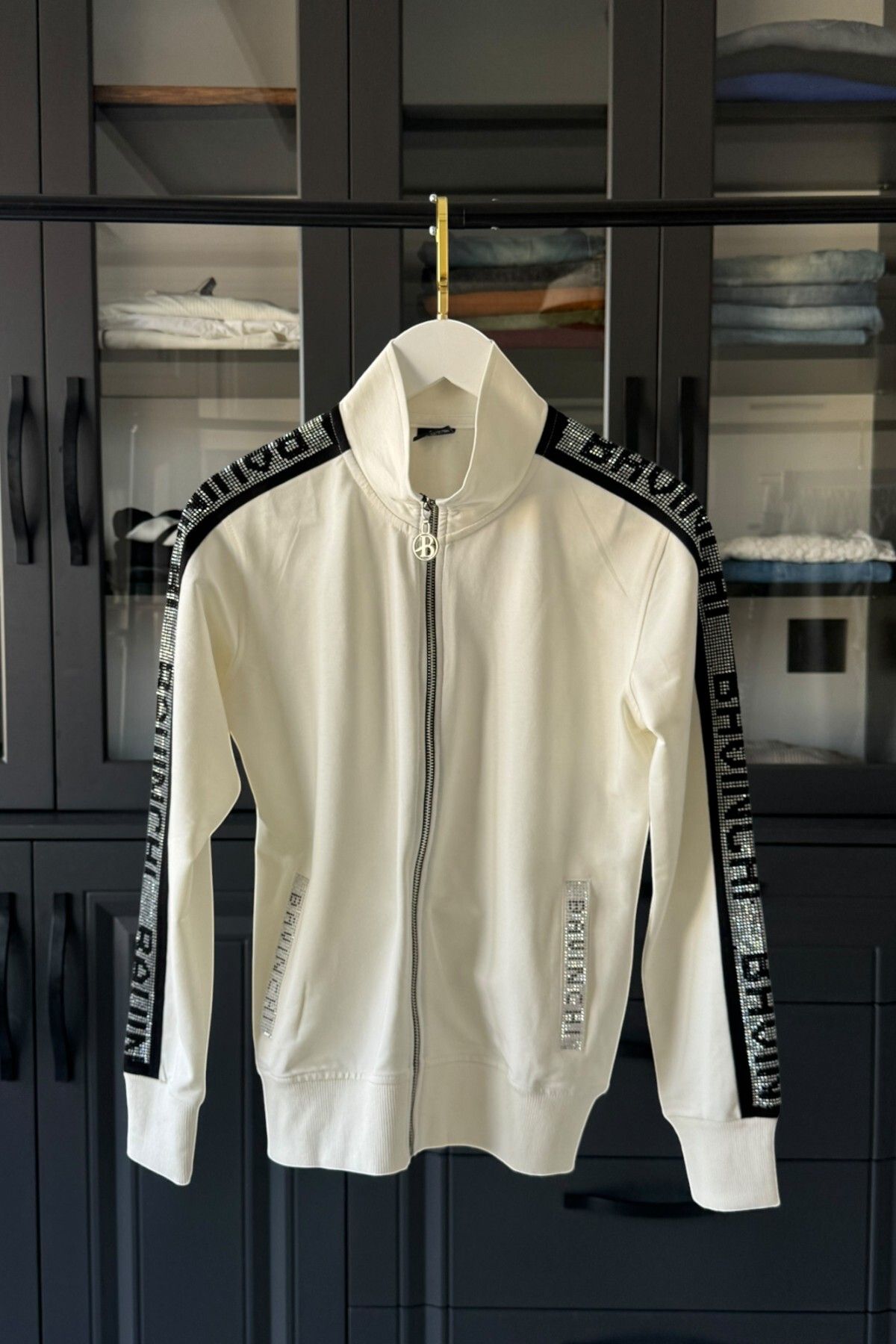 Posh Chic-Stone Side Stripe Tracksuit Set - Elegant and Modern Style 5