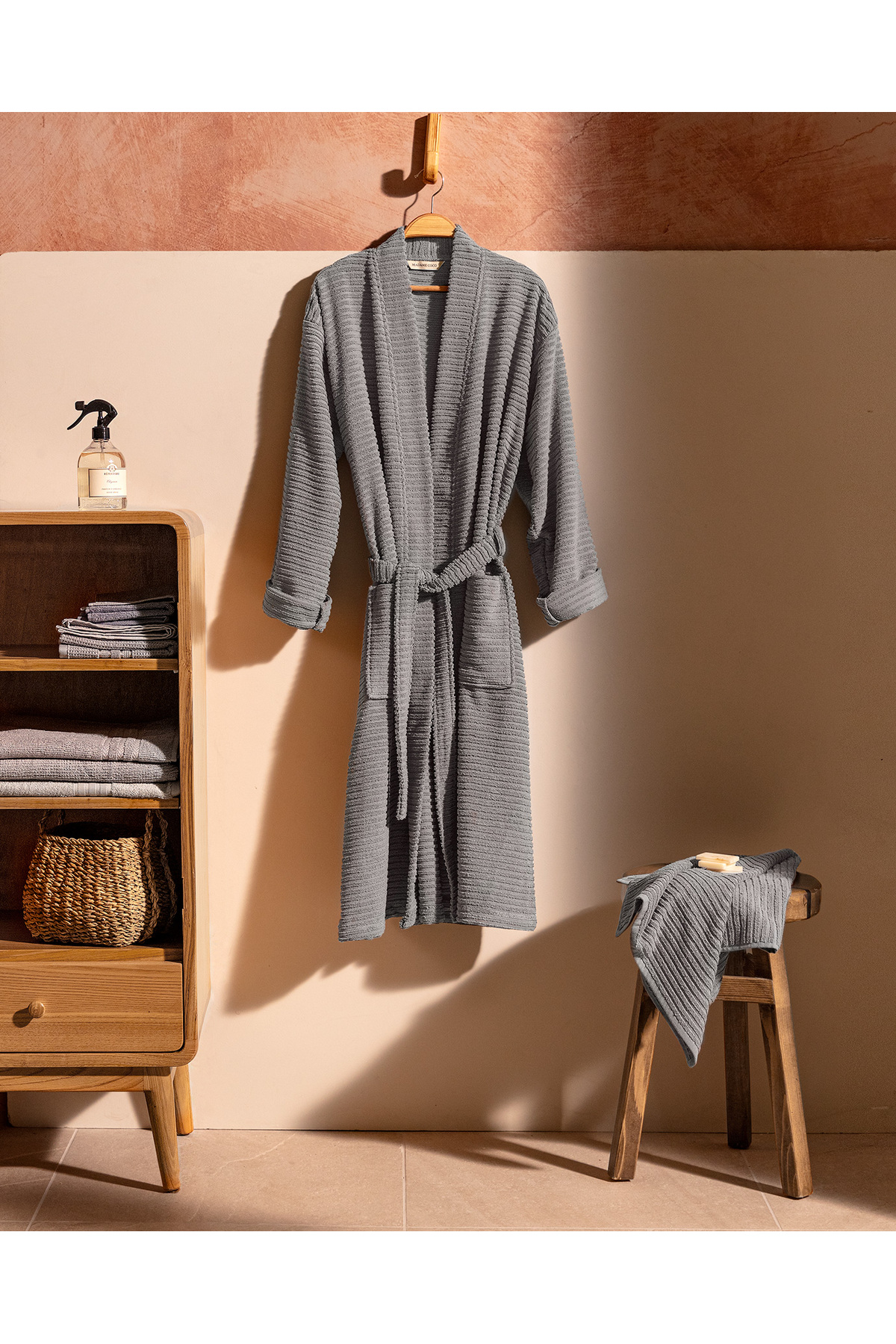Carla Kimono Unisex %100 Pamuk Bornoz Set
