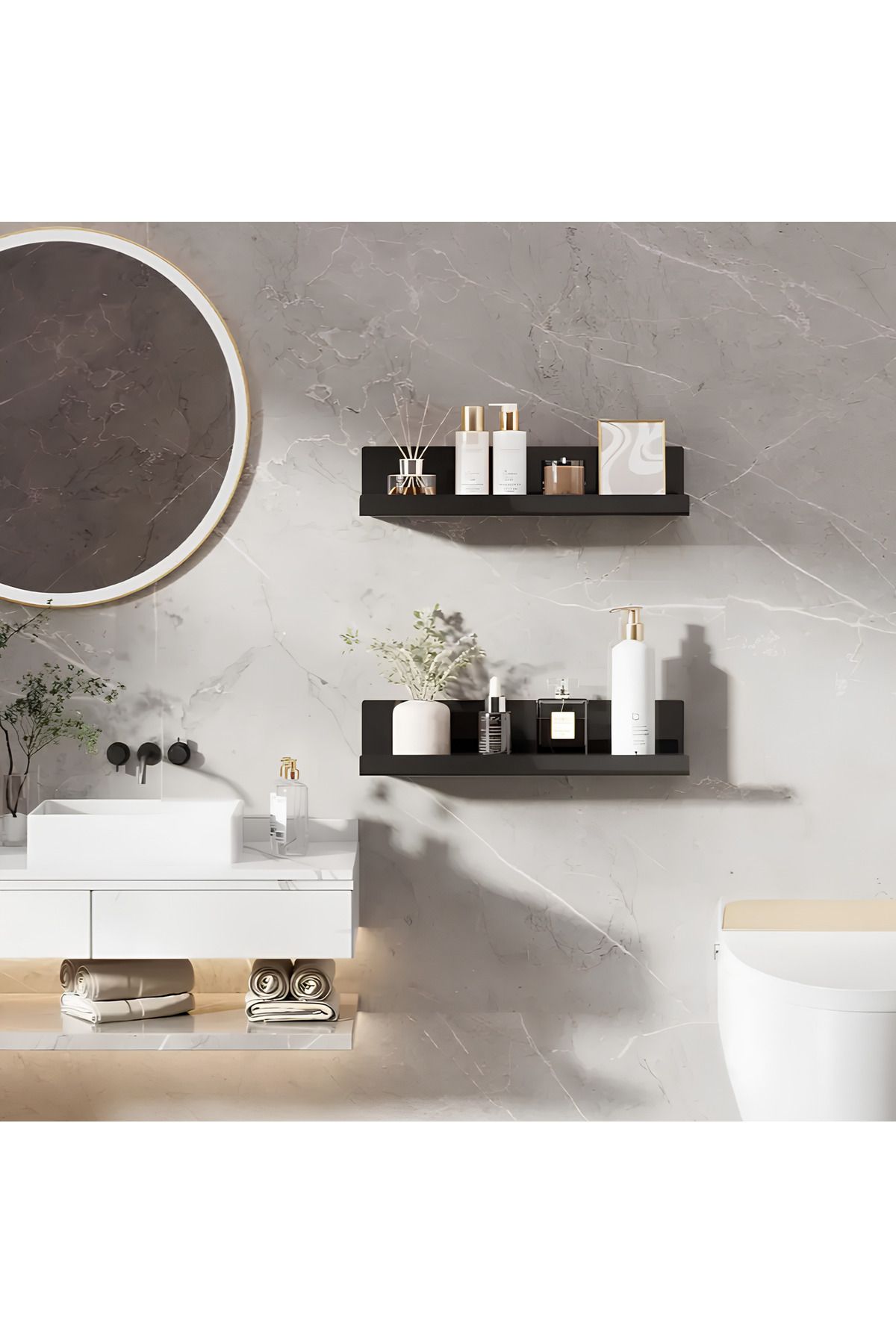 Metal Banyo Şampuan Rafları Mutfak Duvara Monte Tuvalet Duş Depolama Rafları Aksesuarları