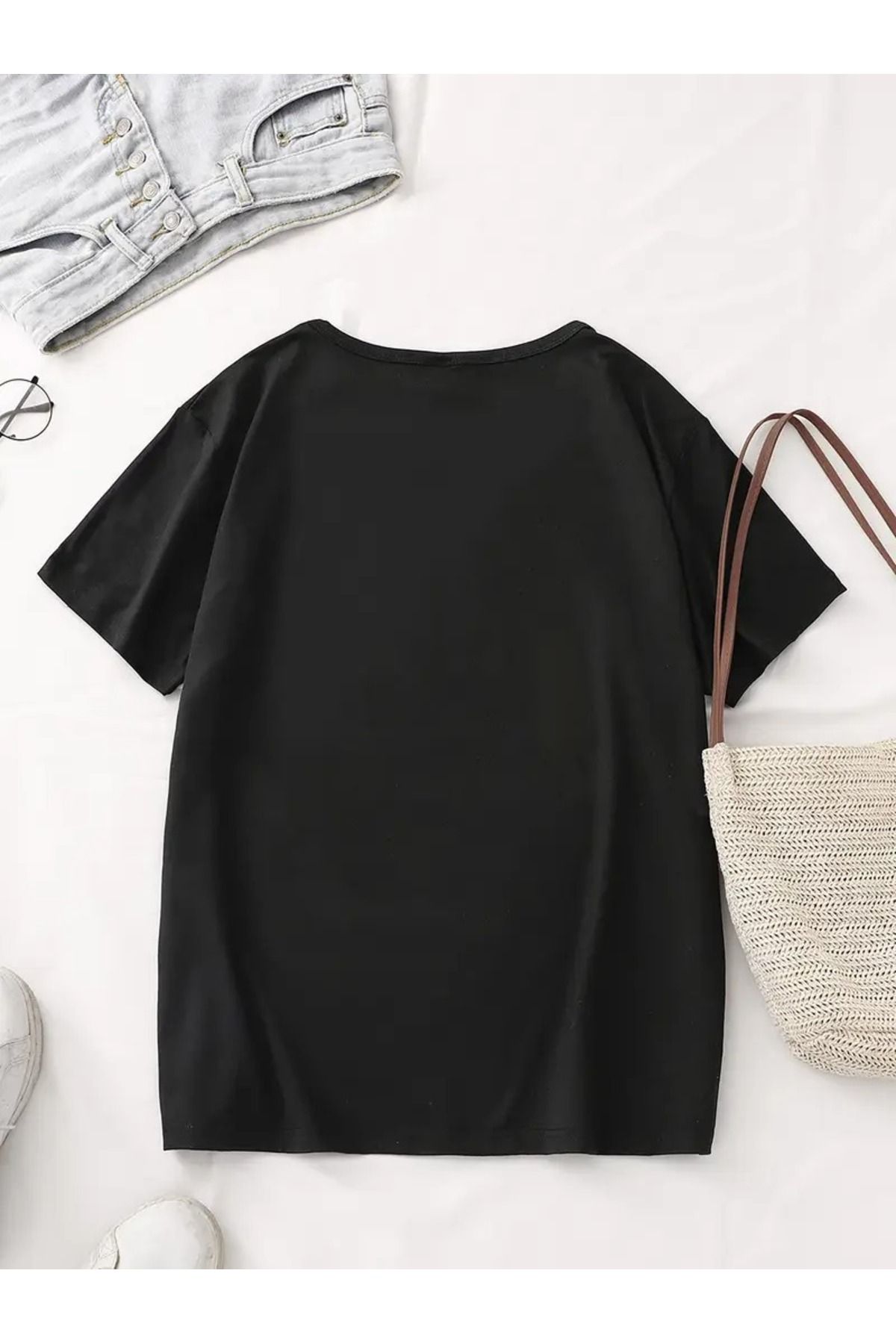 WOODROFFE-Tricou cu imprimeu cu pisici drăguțe pentru damă, jambiere, combinație de costum, oversize, boyfriend largi 4