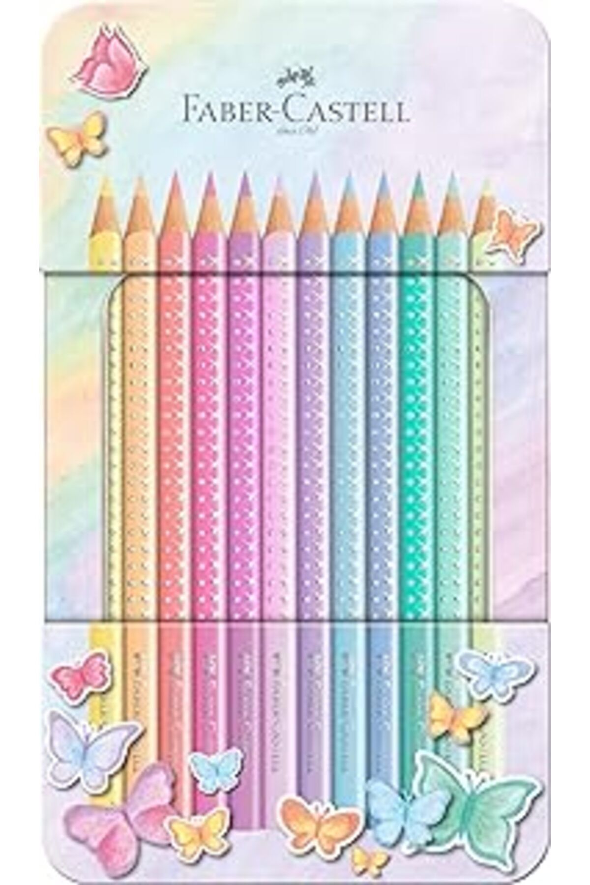 Mu Art Ahşap Faber-Castell Parlak Pastel Renkler Kuru Boya Kalemi 12'Li