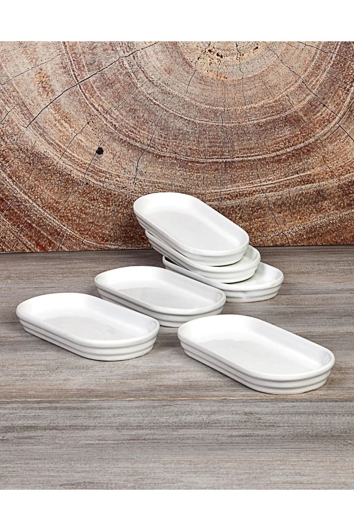 devigo-6 Pieces Oval Breakfast Snack Bowl Sauce Bowl Presentation Plate Set White 5