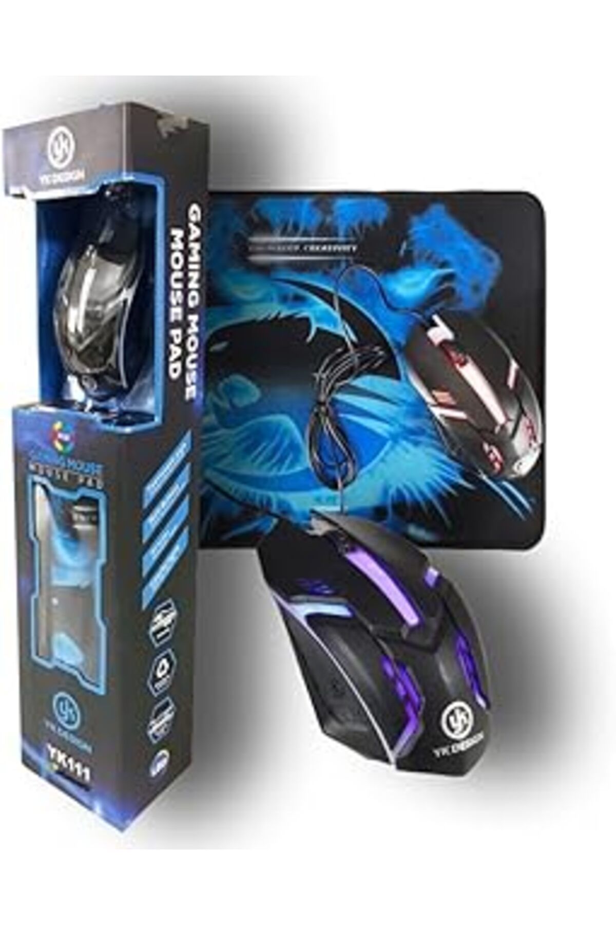 Mu Art Işıklı Oyuncu Mouse + Mouse Pad Set, Yüksek Kalite, Rgb Işıklı Gaming Mouse Ve 30X24Cm Desenli Oyun