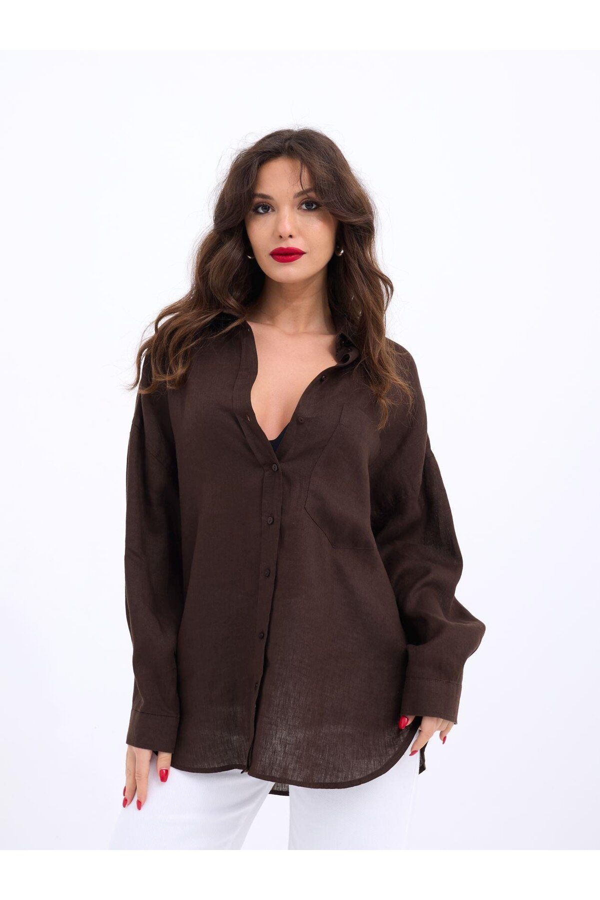 velmorafashion 6899 GÖMLEK-KAHVE