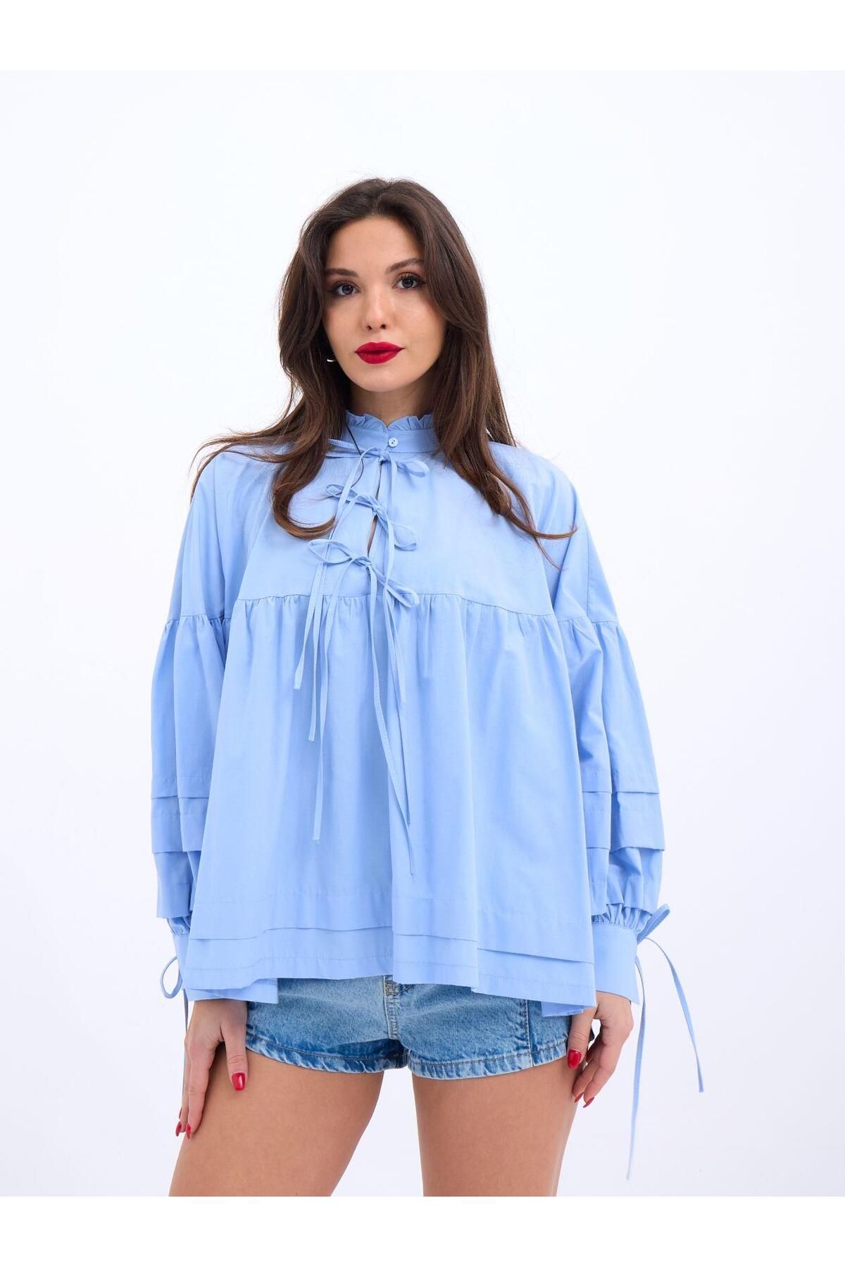 velmorafashion 6464 GÖMLEK-MAVİ