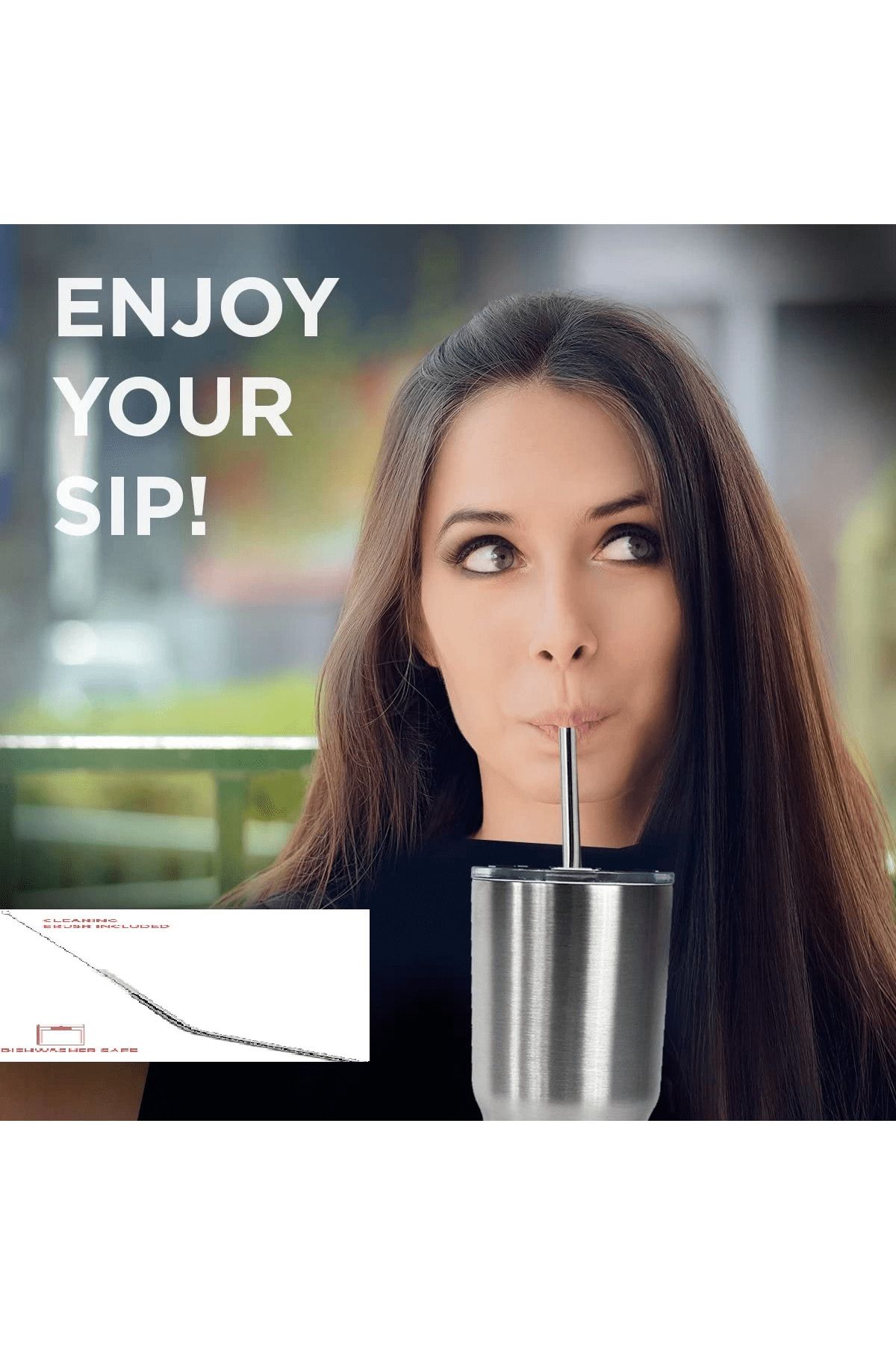 Kuzgun Ticaret Çelik Pipet Paslanmaz Çelik Metal Meşrubat Pipeti Ve Pipet Temizleme Fırçası Seti 5 Parça - Lisinya