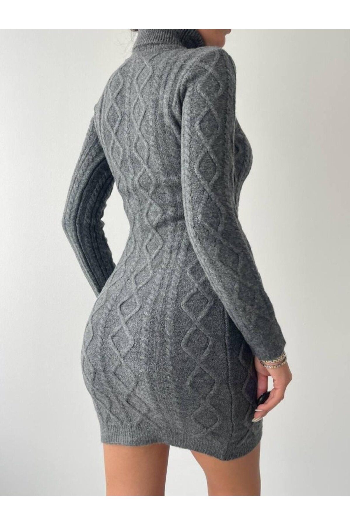 Gökyüzü Moda Livorna Boğazlı Mini Elbise