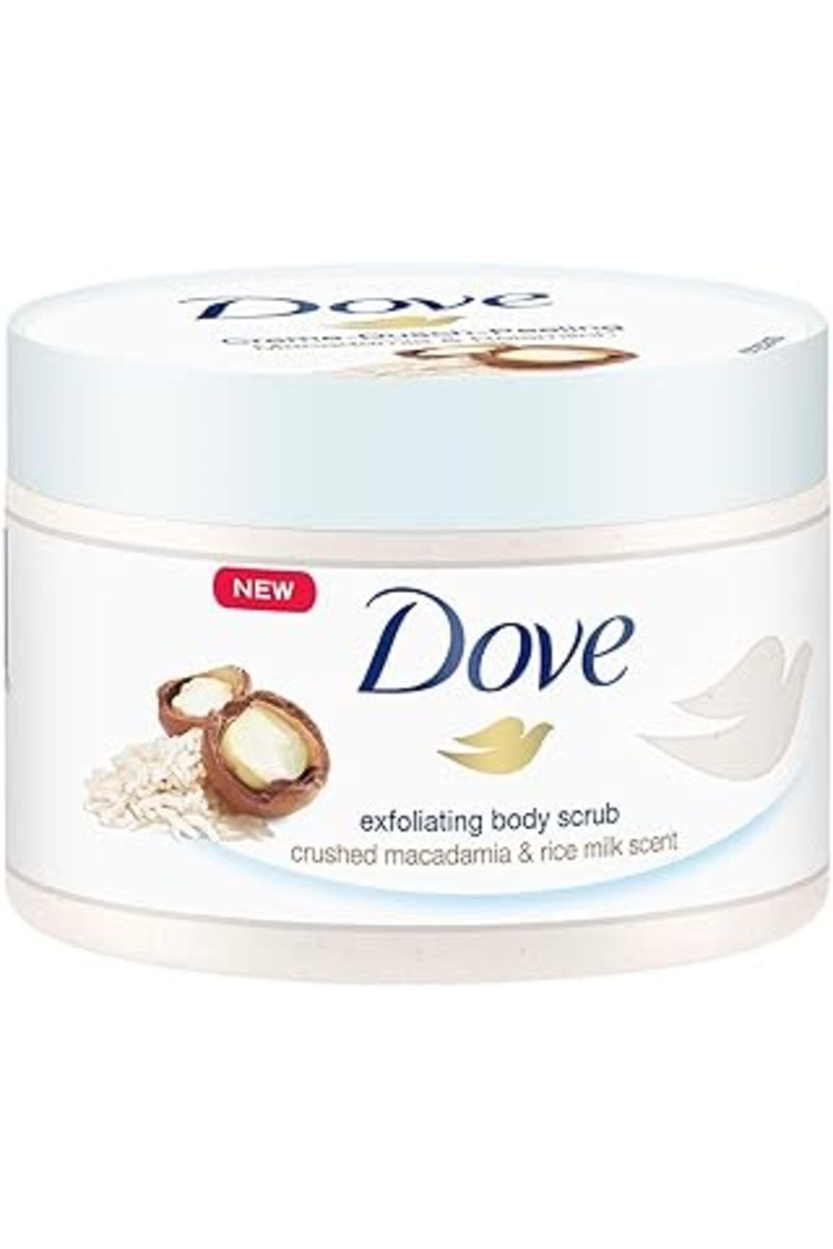 Siloin Dove Vücut Peelingi Macamia Fındığı Ve Pirinç Sütü 225 ml Beyaz