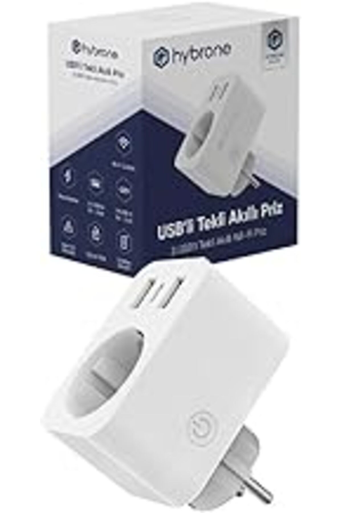 TBSProjects Hybrone Usb Ve Type-C Girişli Akım Korumalı Wi-Fi Akıllı Priz, Adaptör, 16 Amper, Enerji İzleme, Ço