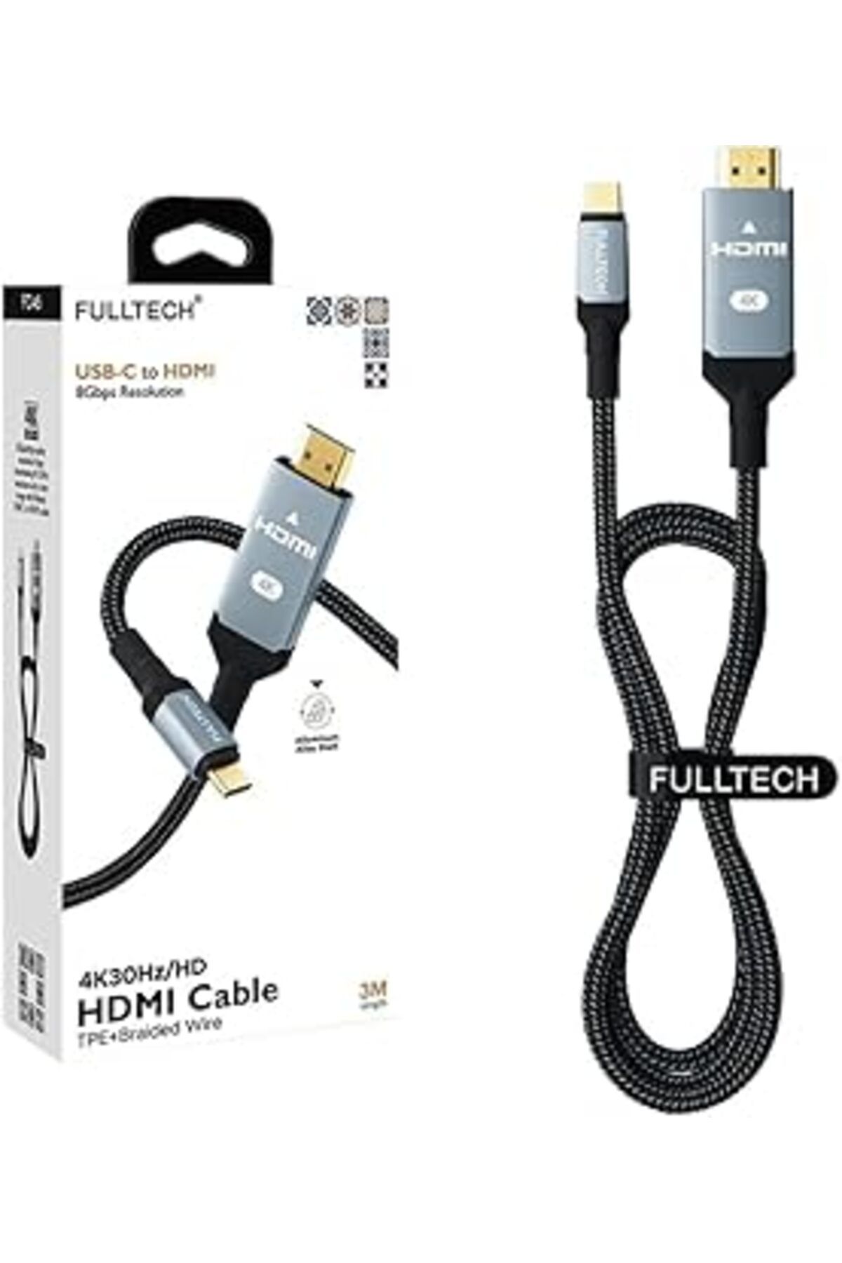 NETWORK ART Type-C To Hdmi 8Gbps Çözünürlük 4K 30Hz/Hd Telefon Tablet Usb-C Hdmı Çevirici Dönüştürücü Kablo (2