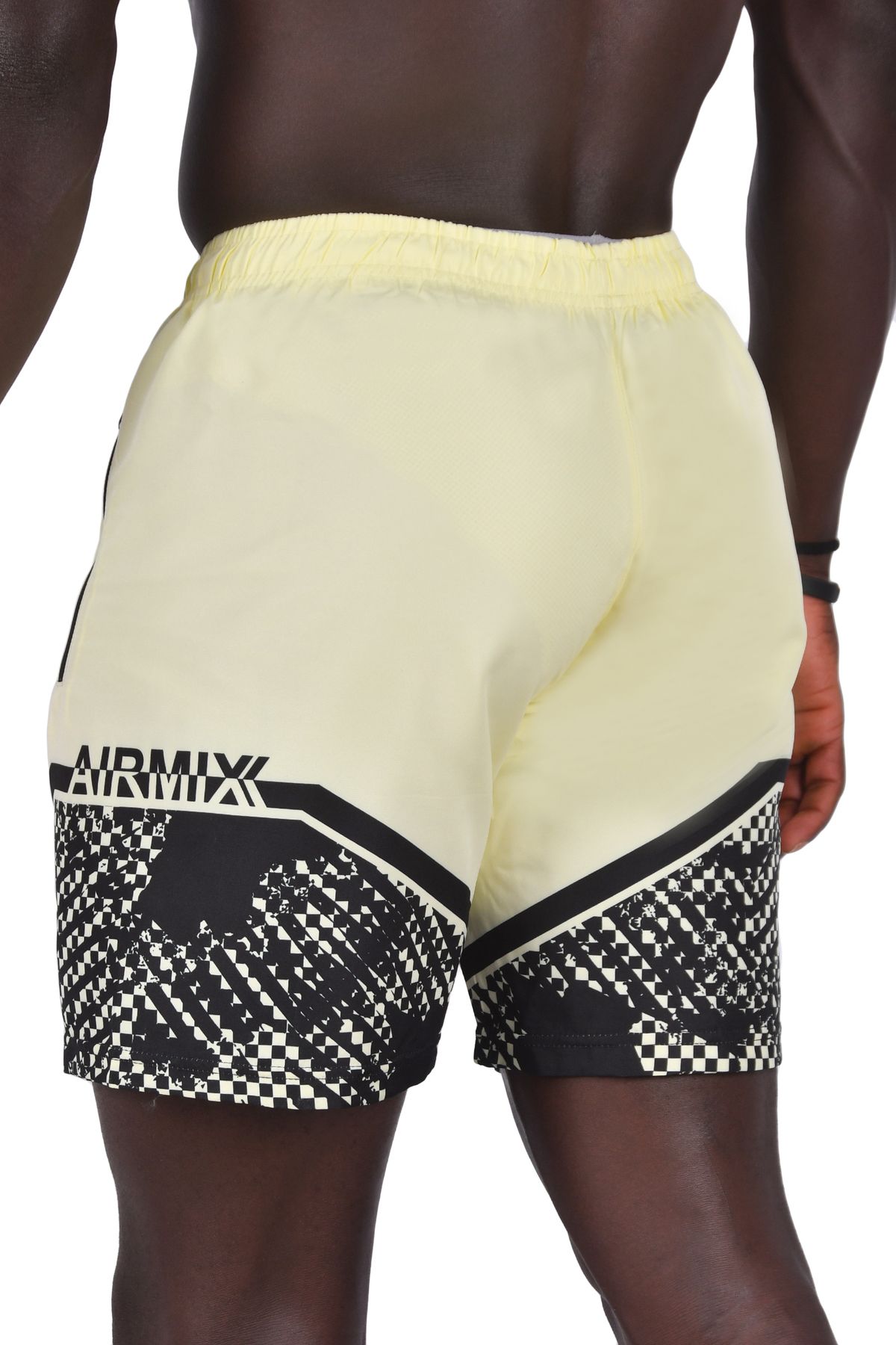 Rizz up-Men's Yellow Patterned Quick Dry Mesh Lined Micro Fabric Swim Shorts 5