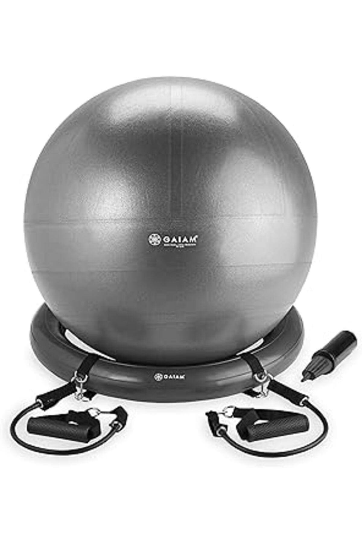 shop Gaiam Essentials Balance Ball & Base Kit, 65Cm Yoga Ball Chair, Exercise Ball With Inflatable Ring