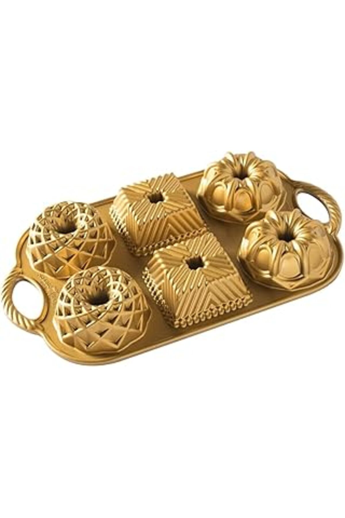 Mu Art Ware Backform Geo Bundtlette Alüminyum Altın, 27,9 Cm X 17,8 Cm, Nw 91277