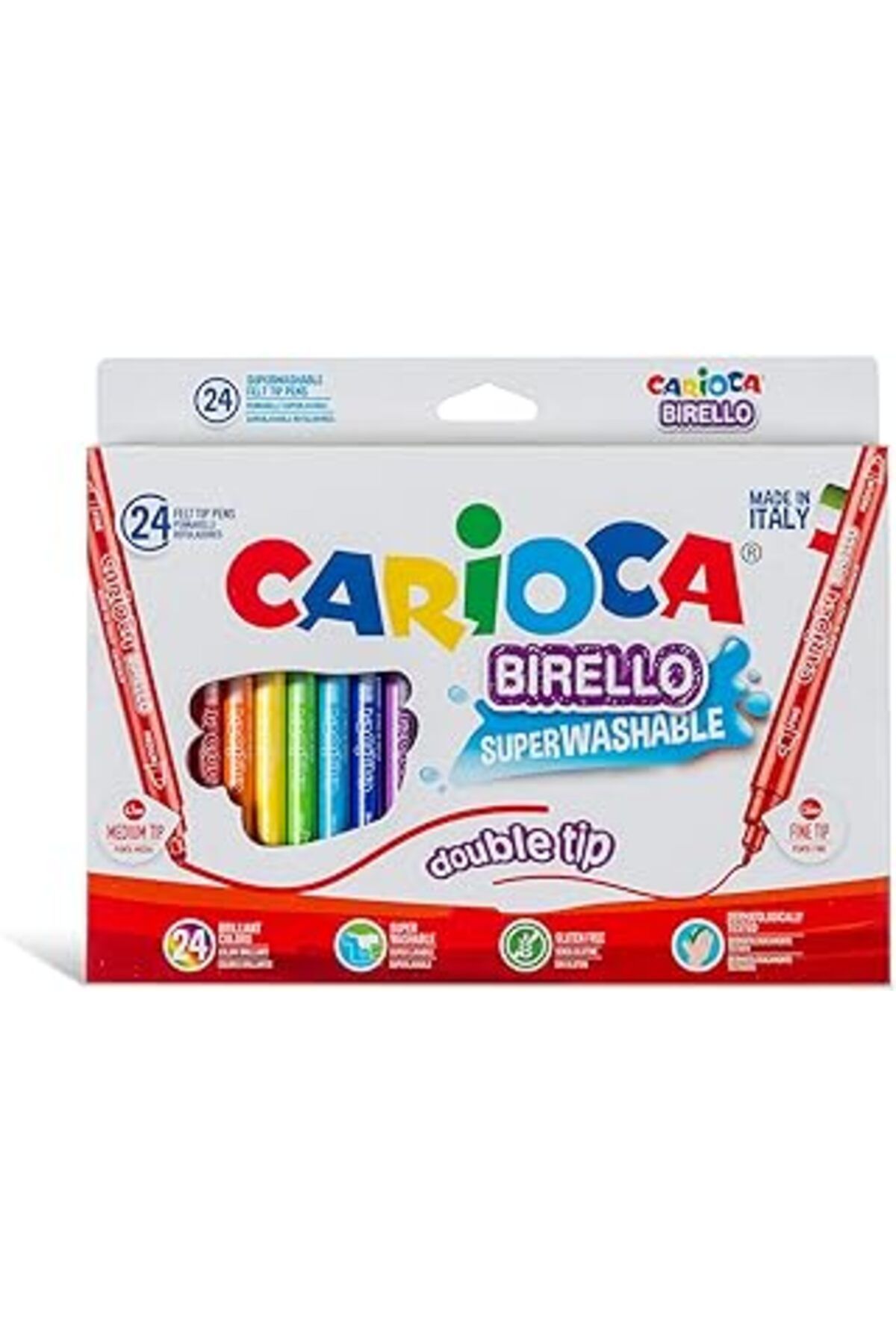 Pazarcan Carioca Birello Süper Yıkanabilir Çift Tarafli Keçeli Boya Kalemi 24'Lü