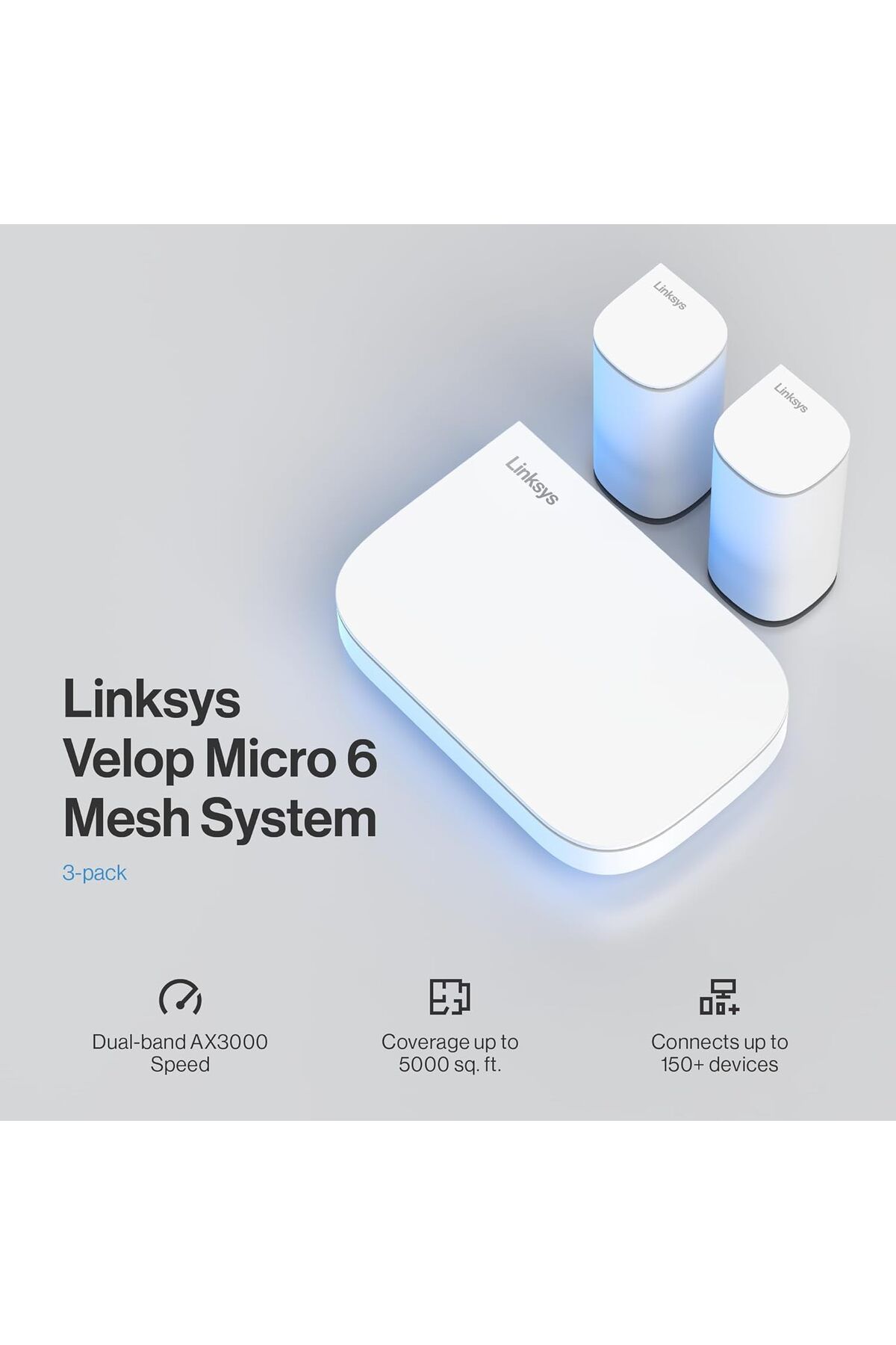 Linksys-Multi-gig Micro Mesh WiFi 6 System | Connect 100+ Devices | Up to 5,000 Sq Ft | Speeds of up 2