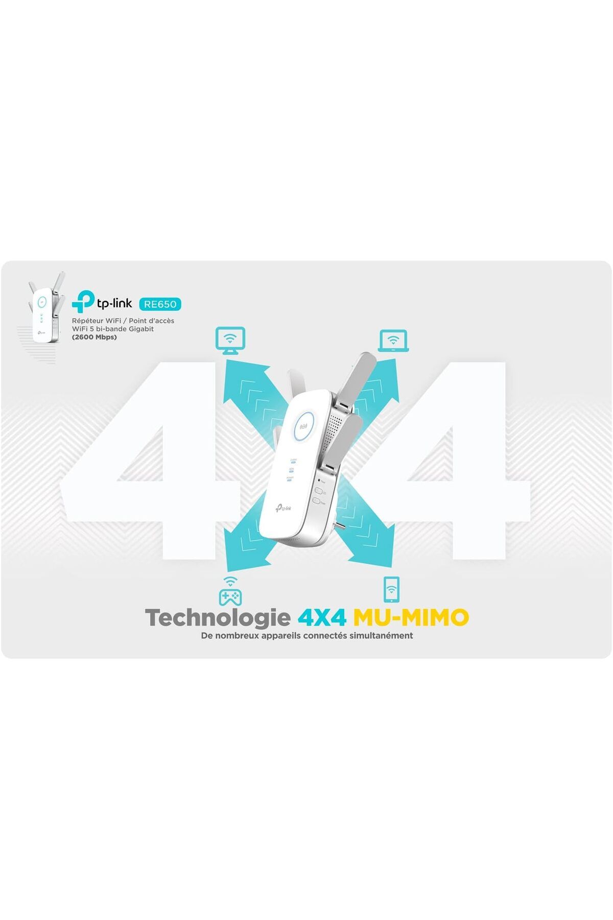 TP-LINK-AC2600 Dual Band Mesh Wi-Fi Range Extender, Wi-Fi Booster/Hotspot with 1 Gigabit Port, Dual- 4