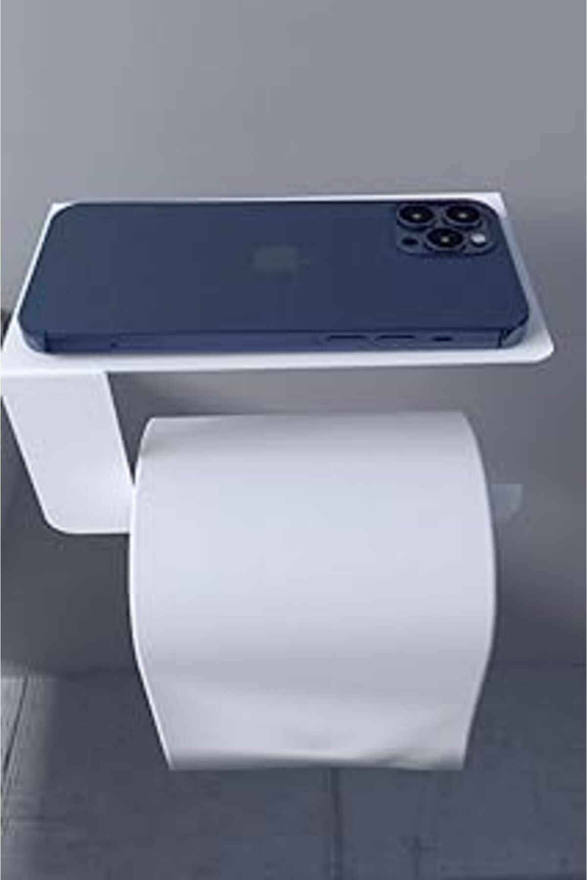 Mu Art Metal Beyaz Telefon Raflı Tuvalet Kağıtlık, Wc Kağıtlık Ve Tuvalet Kağıtlığı