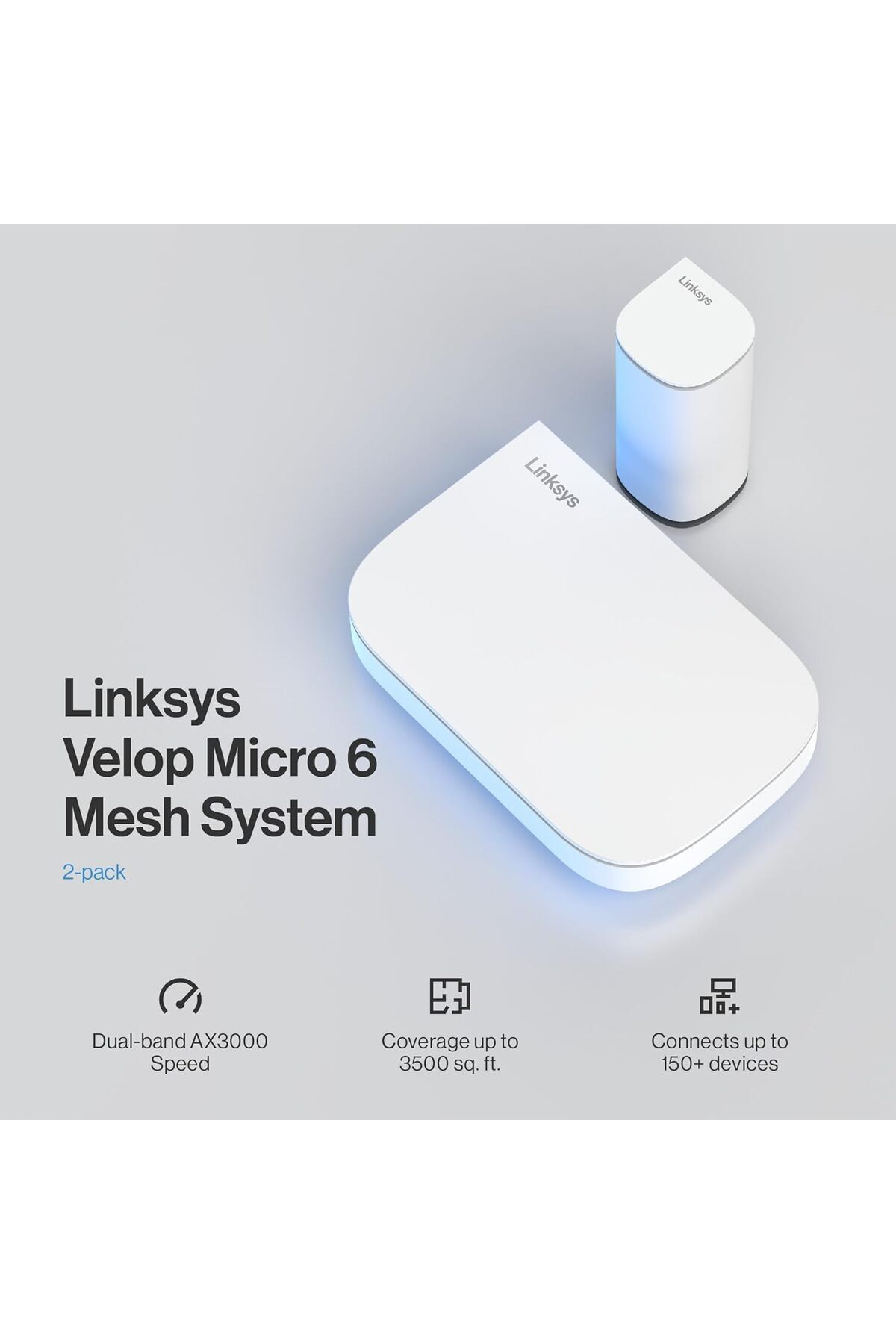 Linksys-Velop Micro 6 Dual Band Mesh WiFi System - WiFi 6 Gigabit Gaming Router with up to 3Gbps Spe 7