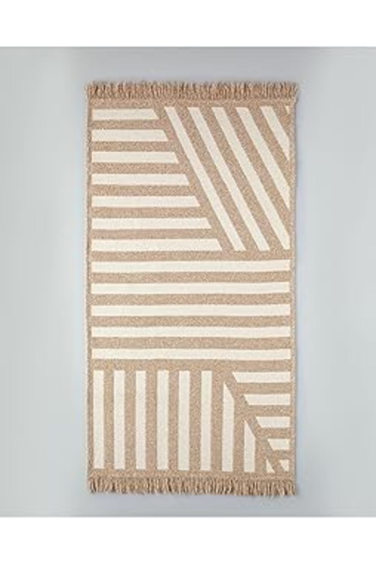 NZM TİCARET English Home Linear Dokuma Kilim 80X150 Cm Açık Krem - Kahve