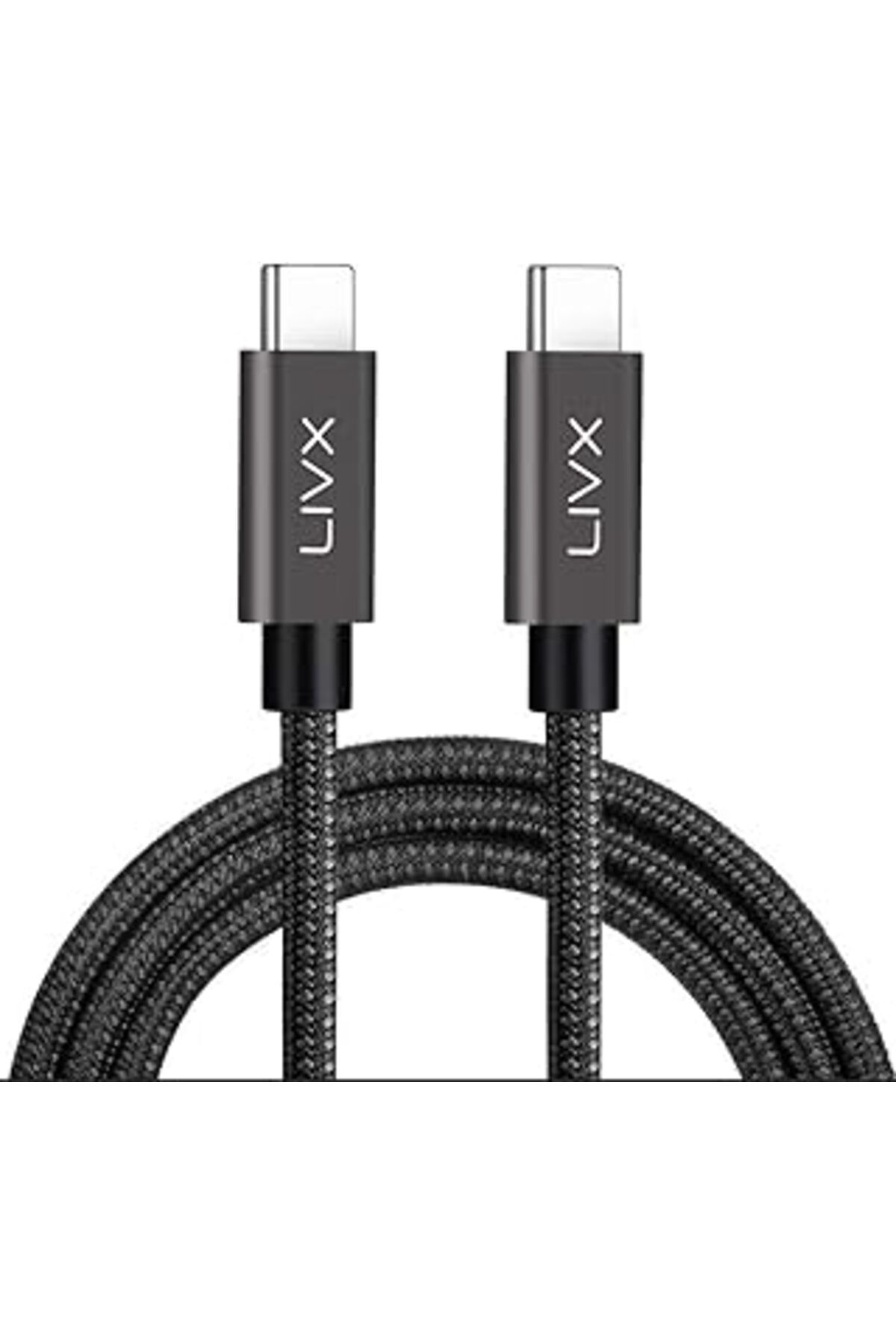 Pazarcan Livx Solid 100W 5A Type C To Type C Hızlı Şarj Ve Data Kablosu Halat Örgülü Space Gray Mbt (3 Metre