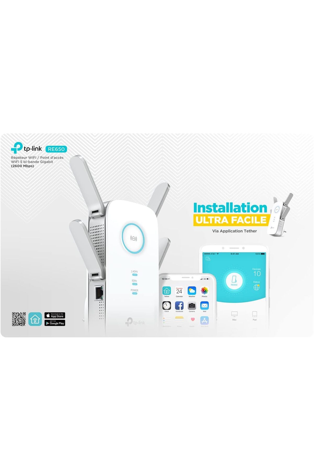 TP-LINK-AC2600 Dual Band Mesh Wi-Fi Range Extender, Wi-Fi Booster/Hotspot with 1 Gigabit Port, Dual- 6
