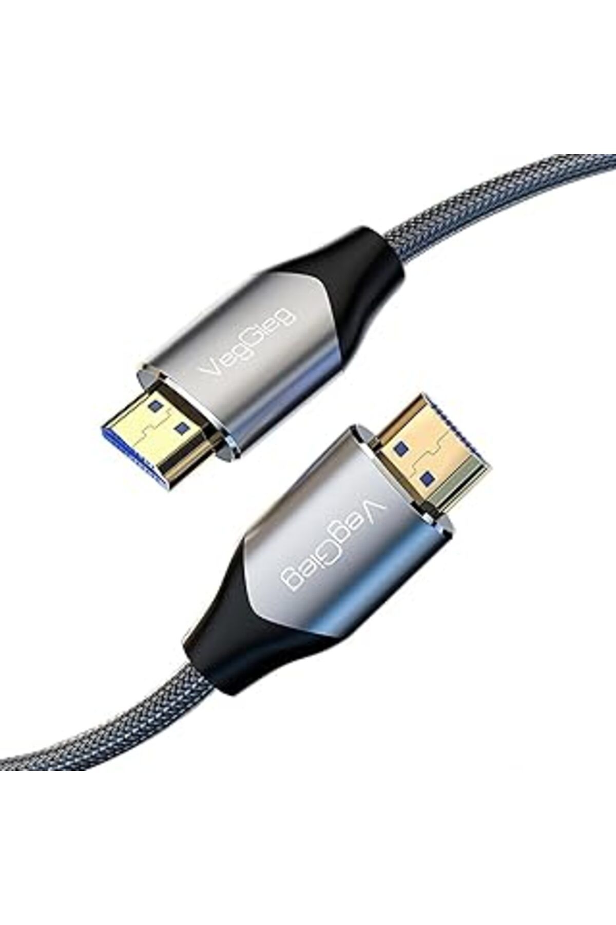 Pazarcan Veggieg 8K 60Hz 4K 120Hz 48 Gbps Hdr Arc Hdcp Örgülü Hdmi 2.1 Kablo 2 Metre