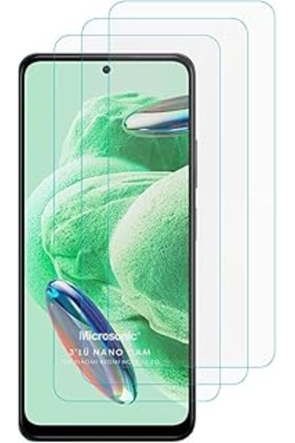 Pİ GLOBAL Microsonic Xiaomi Redmi Note 12 Screen Protector Nano Glass Cam Ekran Koruyucu (3`Lü Paket) [Redmi