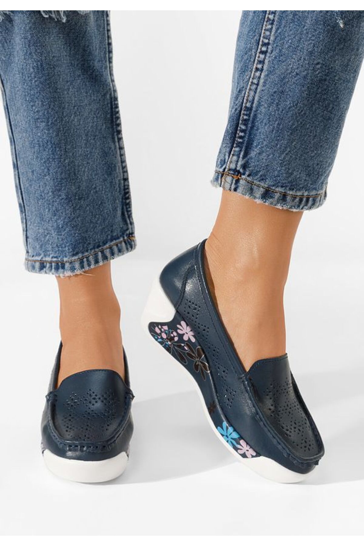 B T Shoes Mocasini Cu Platforma Havana Navy Femeie - 41