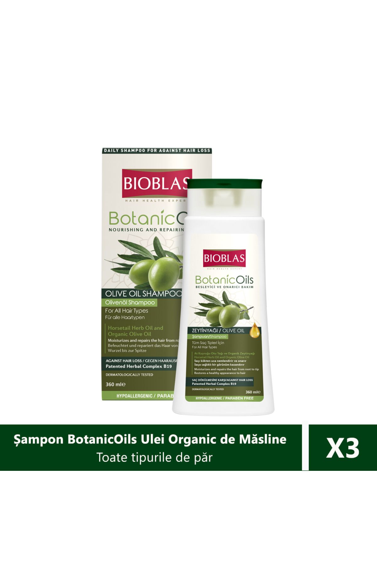 Bioblas Șampon Nutritiv Și Reparator Bioblas Ulei Organic De Măsline, 360ml X 3 Bucăți Unisex - One Size