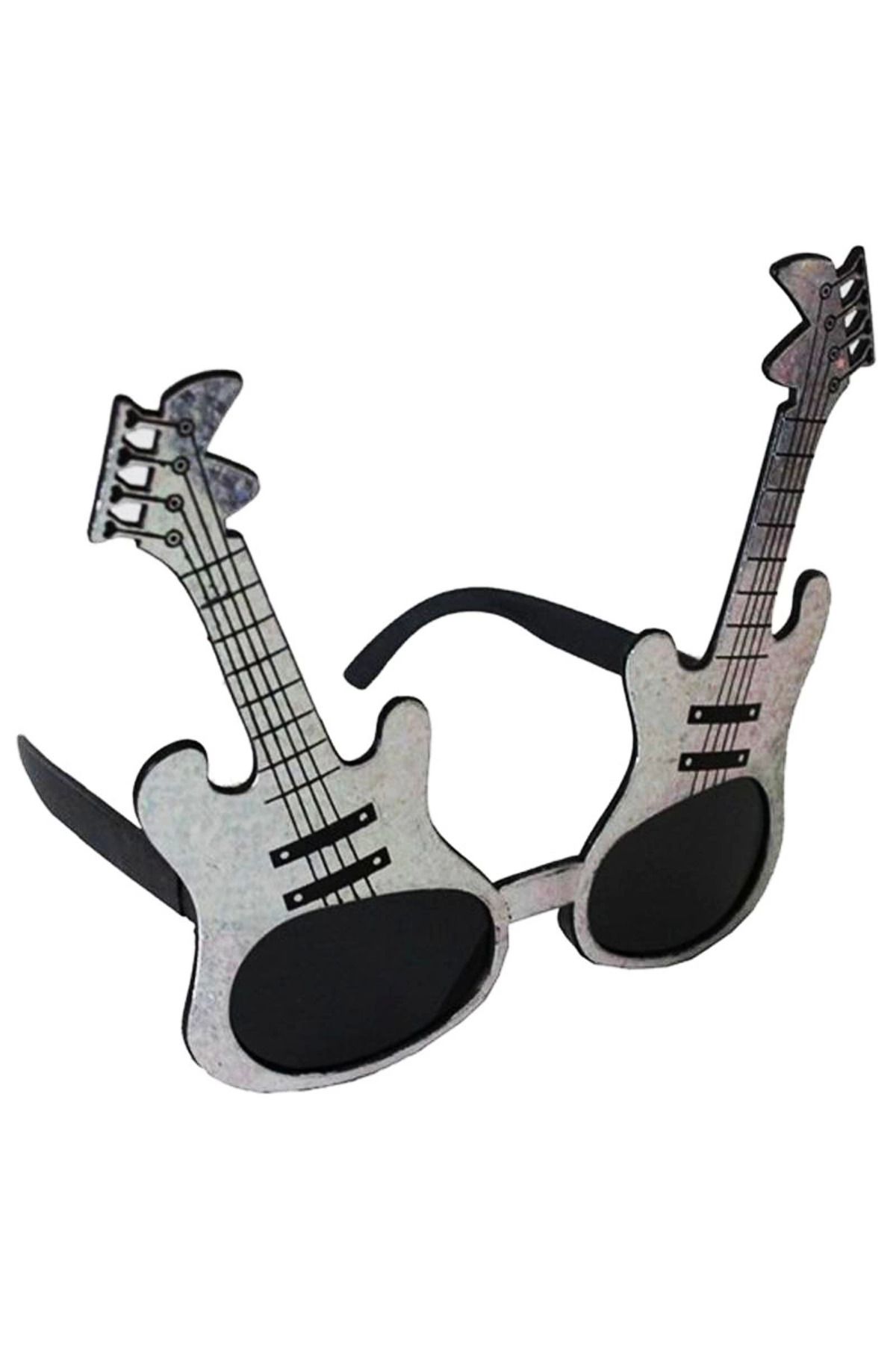 Narnuga Gümüş Renk Rockn Roll Gitar Şekilli Parti Gözlüğü 15x15 Cm - MCT4341-7670