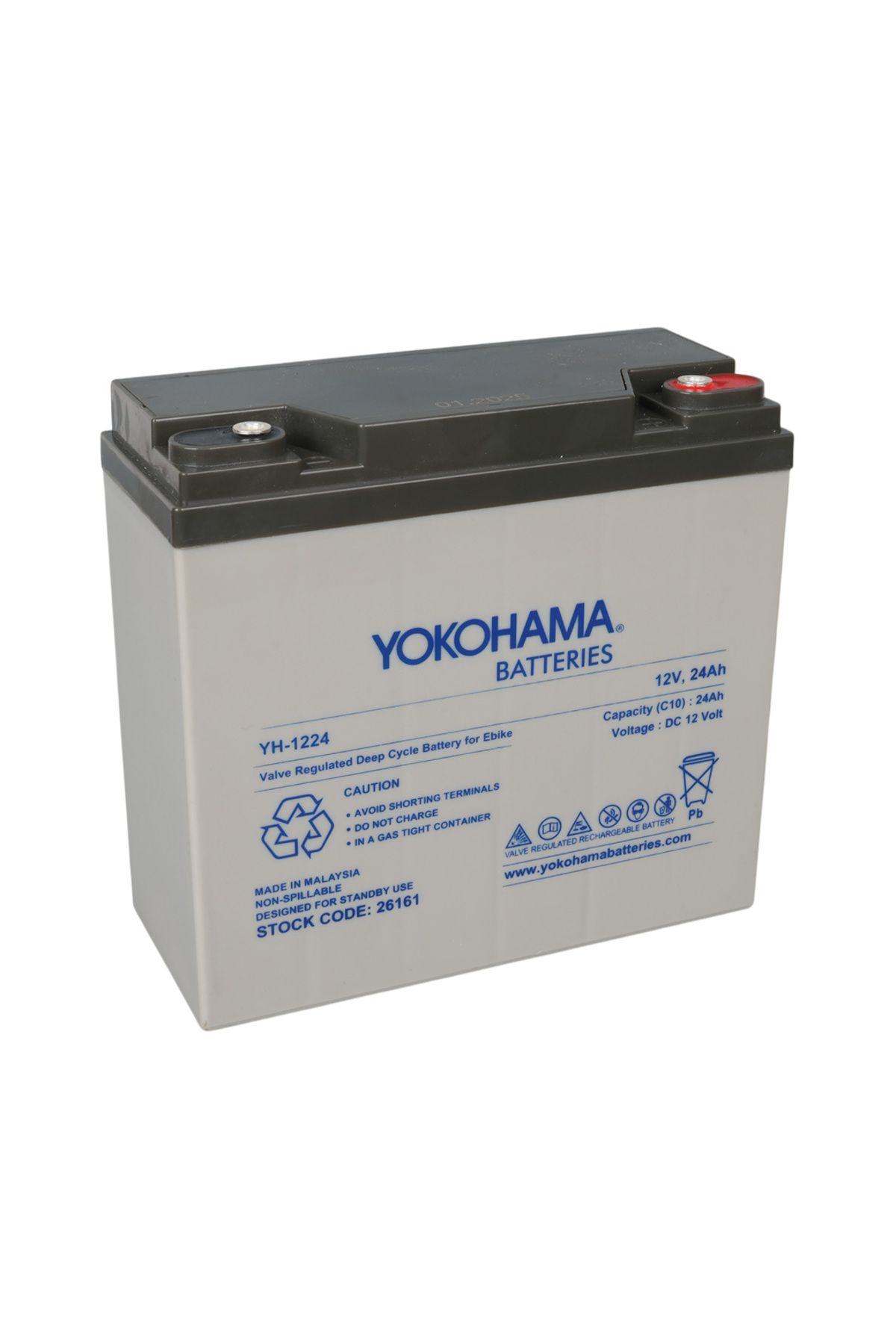 Narnuga YOKOHAMA YH-1224 12 VOLT - 24 AMPER ELEKTRİKLİ BİSİKLET AKÜSÜ (180 X 76 X 167 - MCT1644-2042