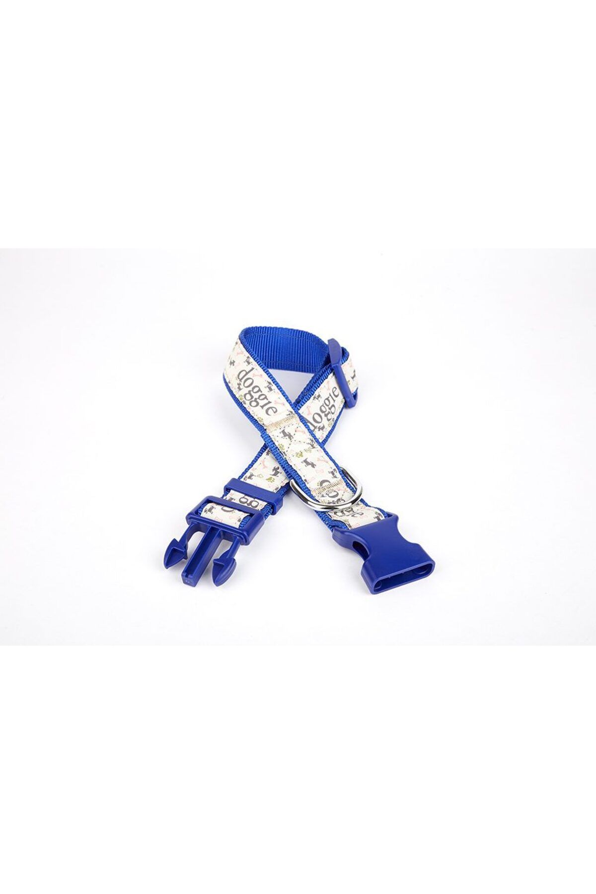 LovelymCo Desenli Süslü Dokuma Köpek Boyun Tasması 1,5 X 25-40 Cm Mavi