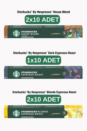 Starbucks Nespresso Uyumlu Kapsül House Blend 20’li, Dark Espresso 10’lu, Blo...