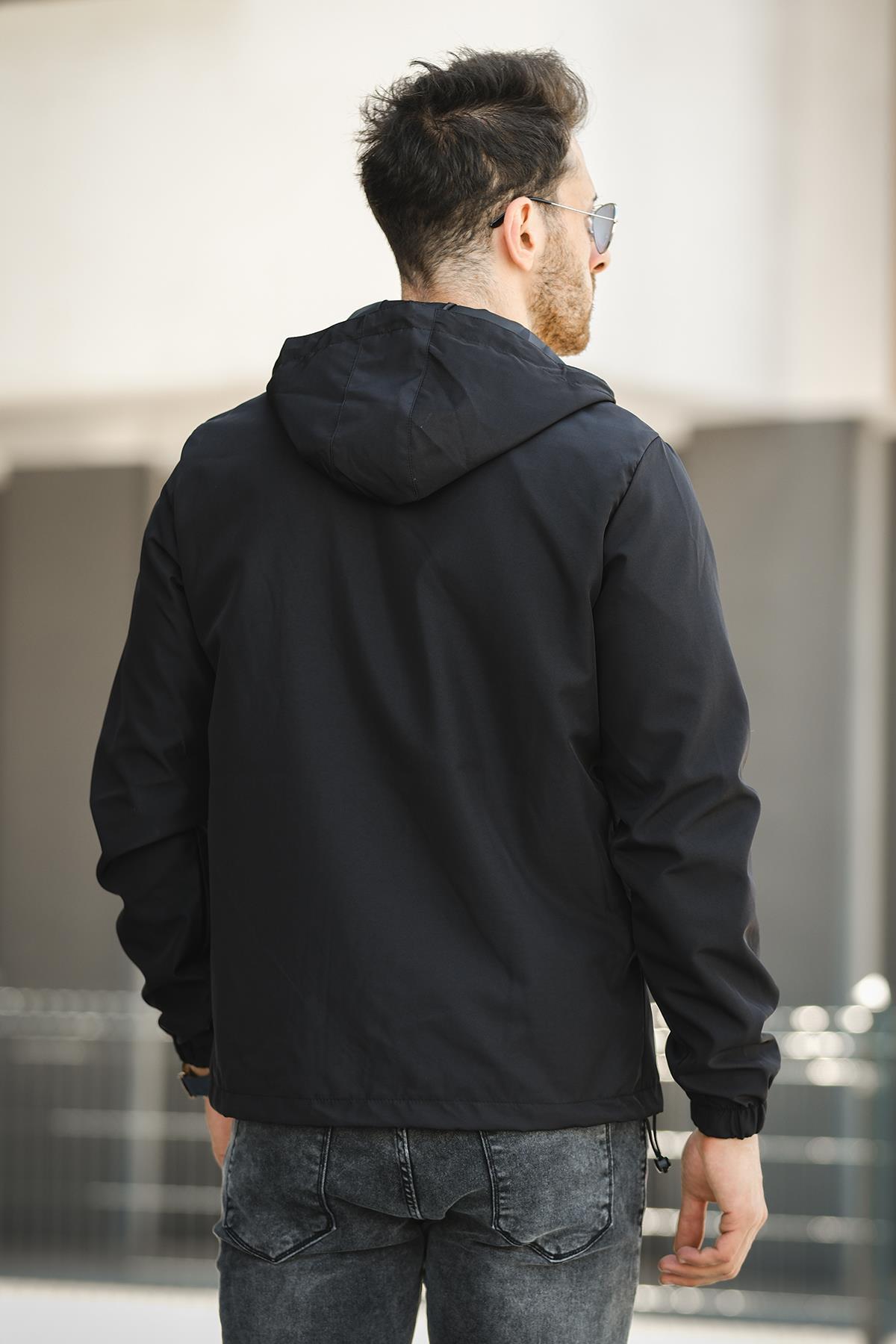 Oksit  Roseau Slim Fit Su İtici Cep Detaylı Kapüşonlu Erkek Mevsimlik Mont Yağmurluk - Görsel 4