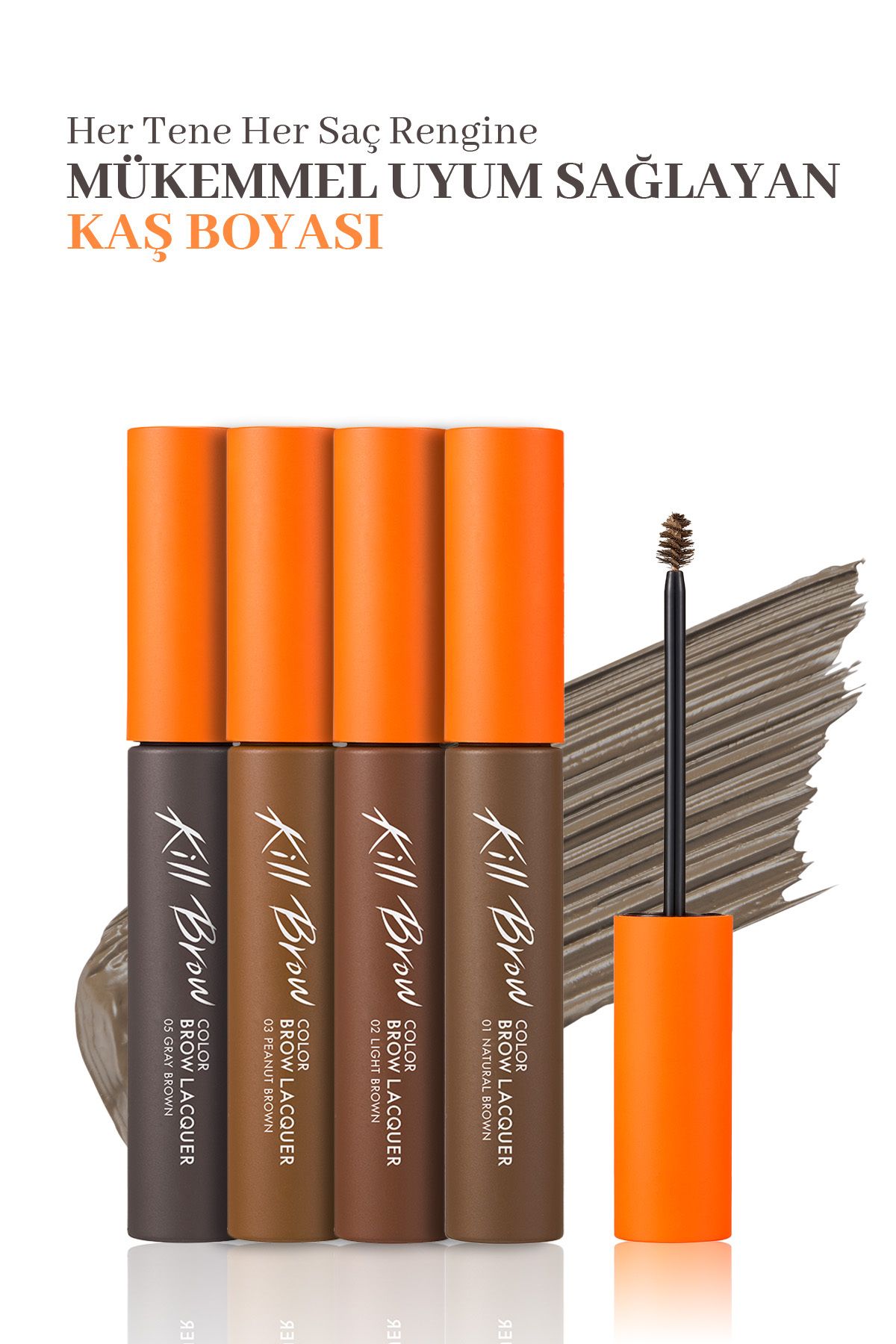 CLIO-Intense Pigmented, Triangular Brush Tip Eyebrow Mascara Clio Kill Brow Color Brow Lacquer (05 Gray Brown) 4