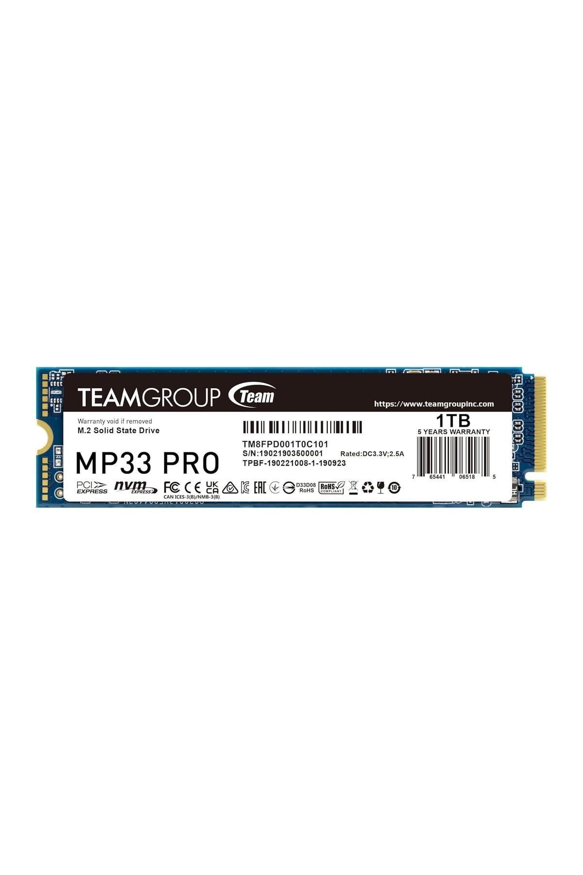 TEAM 1Tb Mp33 Pro 3500-3000Mb-S Nvme Pcie Gen3X4 M.2 Ssd Hardisk (Tm8Fpd001T0C101)