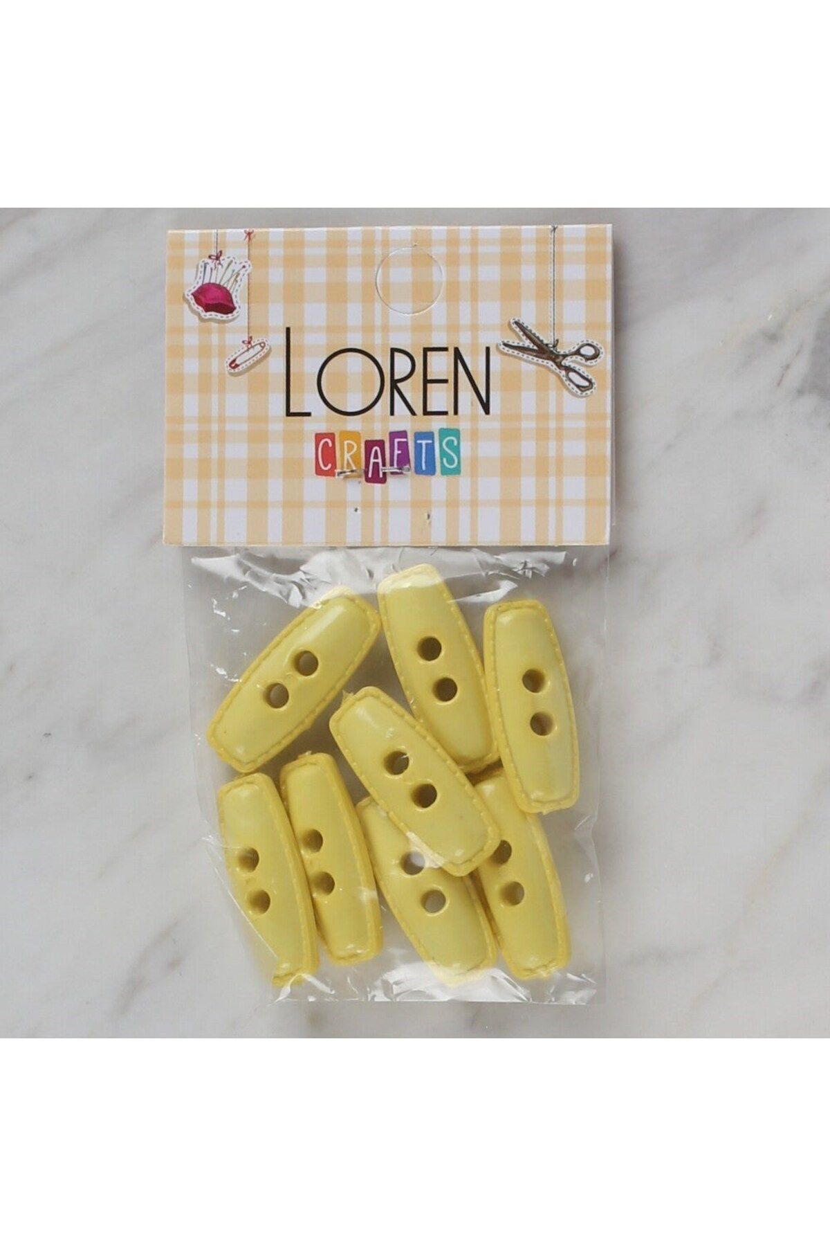 MBB ETİCARET Loren Crafts sarı 8 li çoban düğmesi - 77