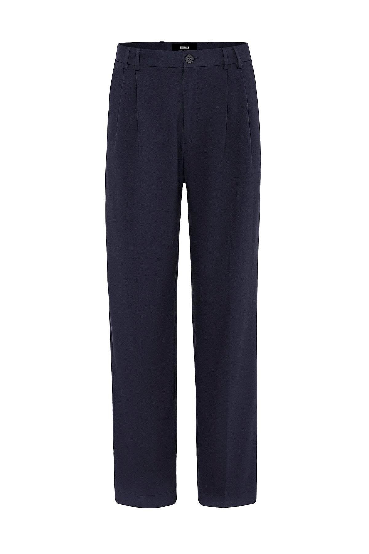 Antioch-Navy Blue Double Pleated Baggy Fit Men's Trousers 6