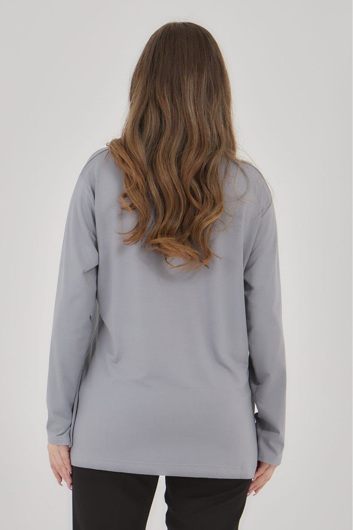 Fresh&Moda-بلوزة نسائية من القطن الممشط برقبة على شكل حرف V مقاس كبير من الليكرا للأم في منتصف العمر 3