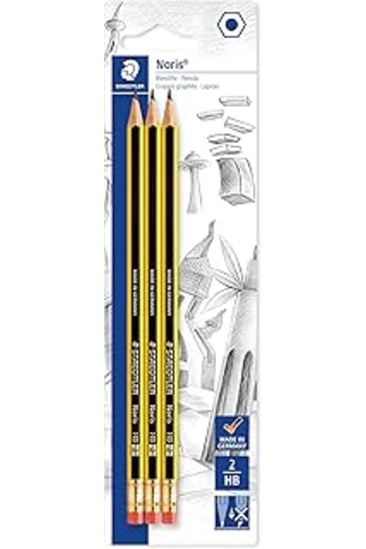 NETWORK ART Staedtler 1222Bk3Da Noris Silgili Hb Kurşun Kalem 3'Lü Blister