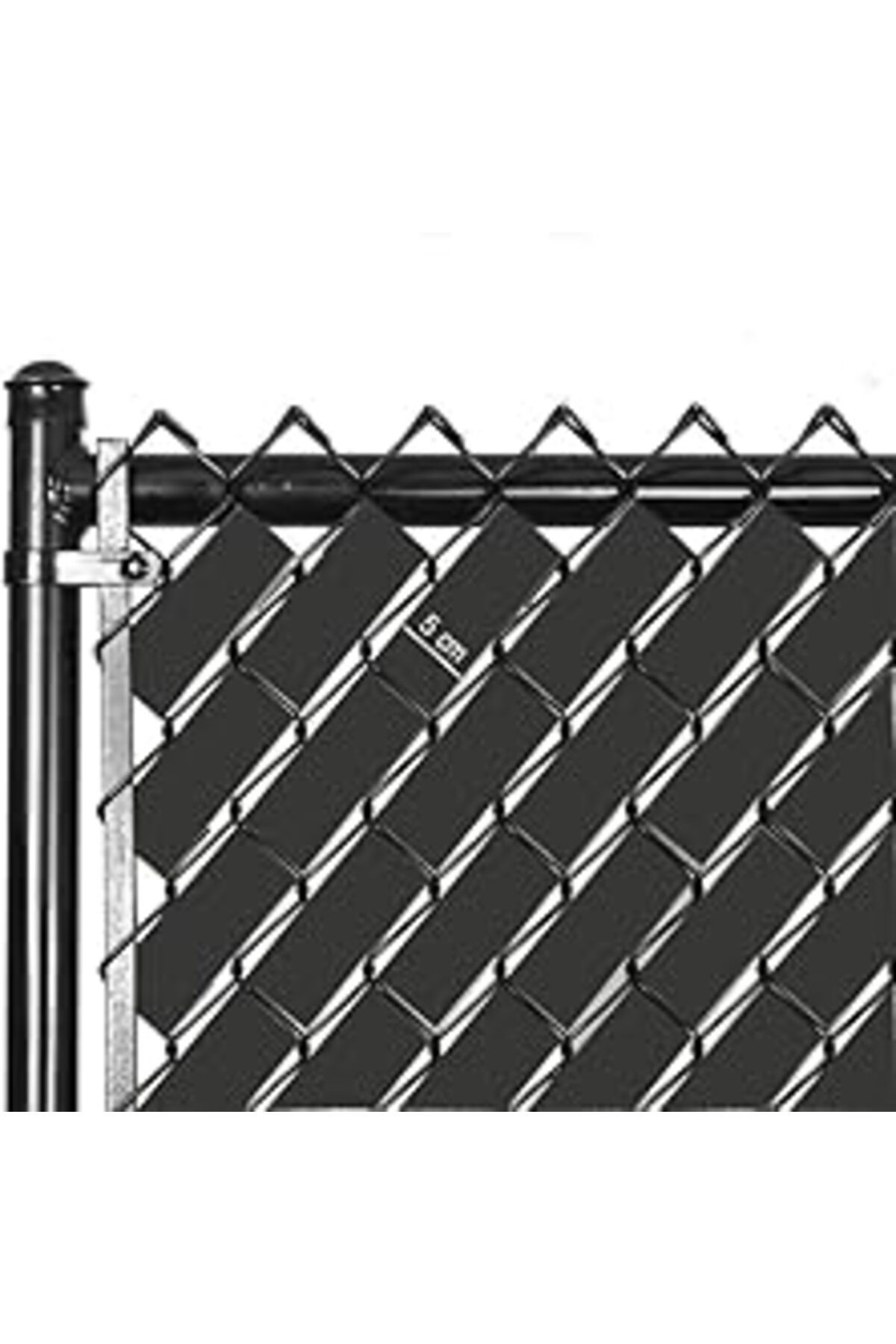Pazarcan Pankor Örgü Tel Koruma, Kapatma, Gizlilik Bantları, Pvc Çit Şeridi (50 Metre) (5Cm, Antrasit)