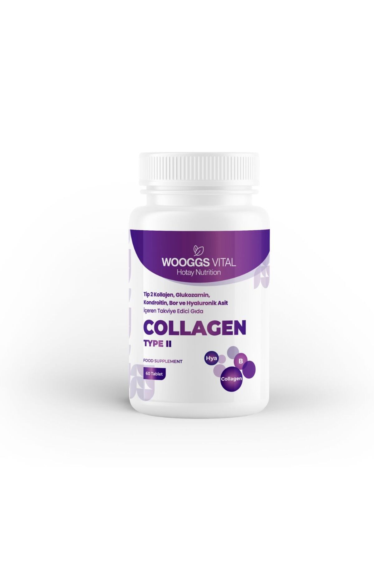 Hotay Nutrition Wooggs Vital Wooggs Vital Tip 2 Kollajen, Glukozamin, Kondroitin, Bor İçeren Takviye Edici Gıda 60 Tablet