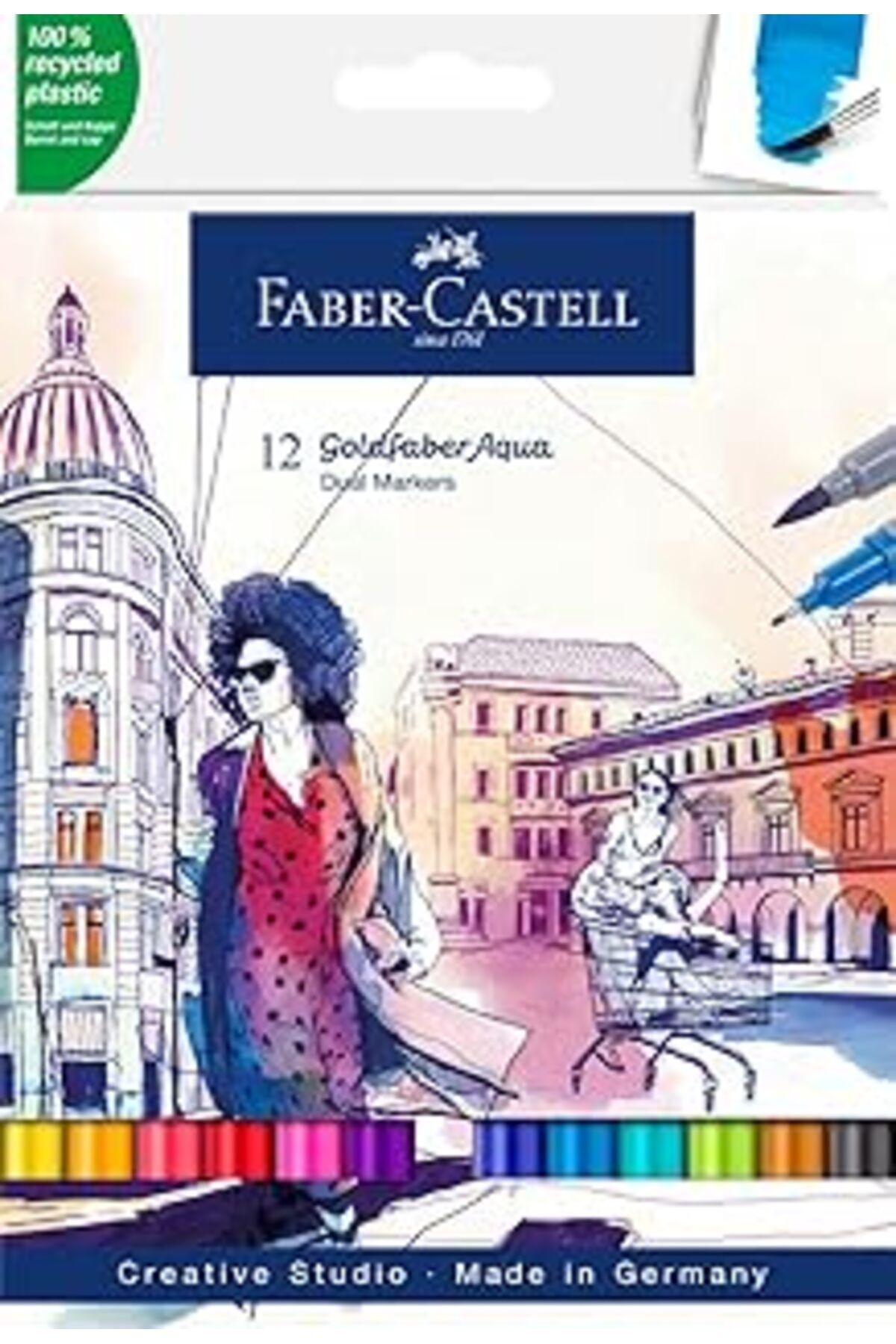 Pazarcan Faber-Castell Goldfaber Aqua Çift Uçlu Sanatsal Markör 12'Li