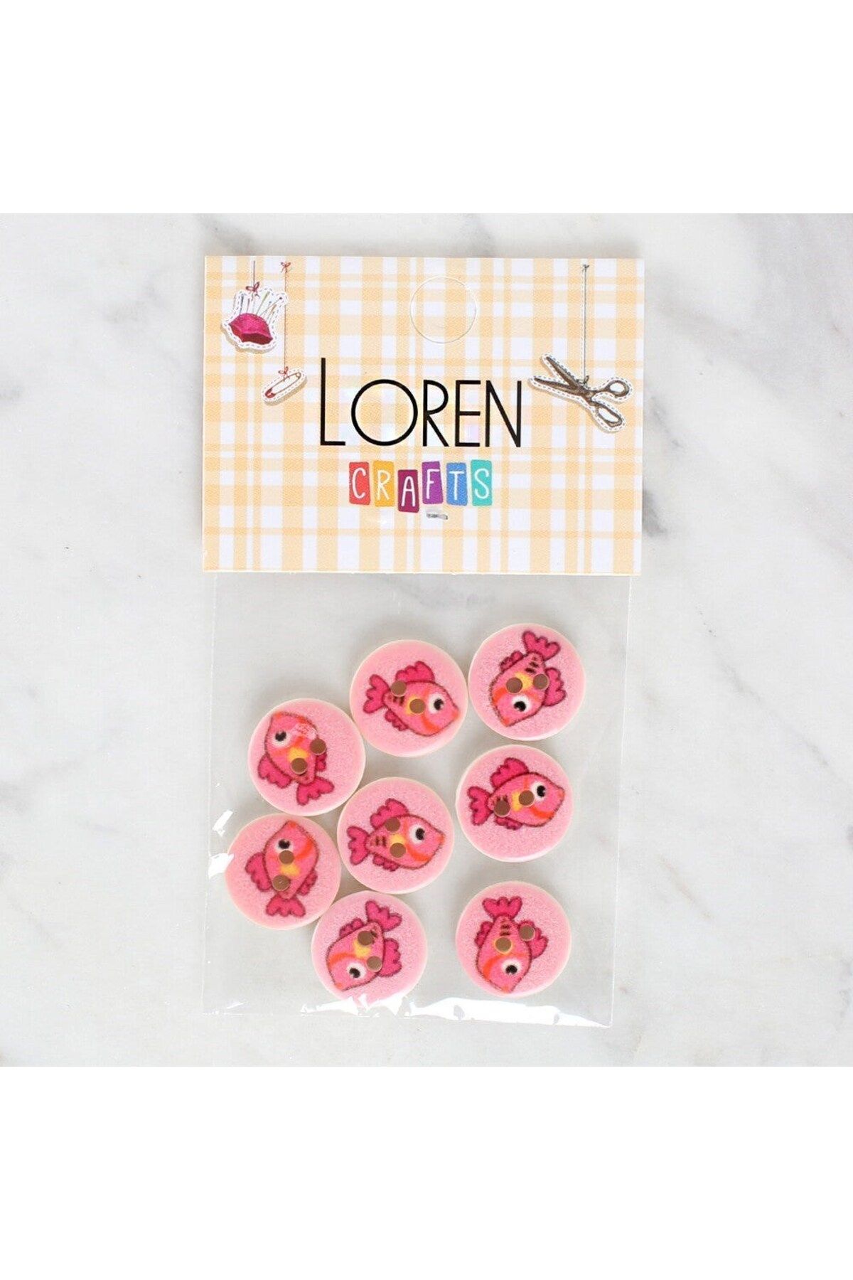 blueb Loren Crafts 8'li Balık Düğme - 1156
