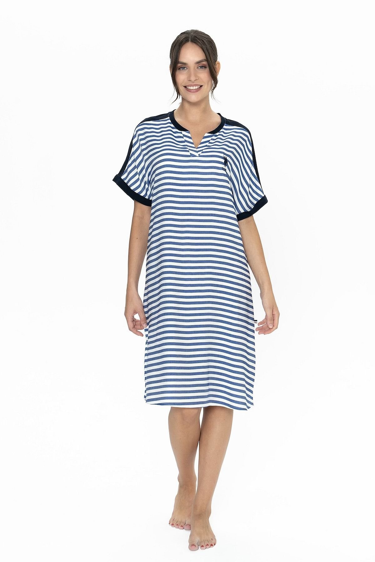 U.S. Polo Assn. U.s Polo Assn. 20035 Kadın Kısa Kollu V Yaka Rahat Ev Giyim-Lacivert