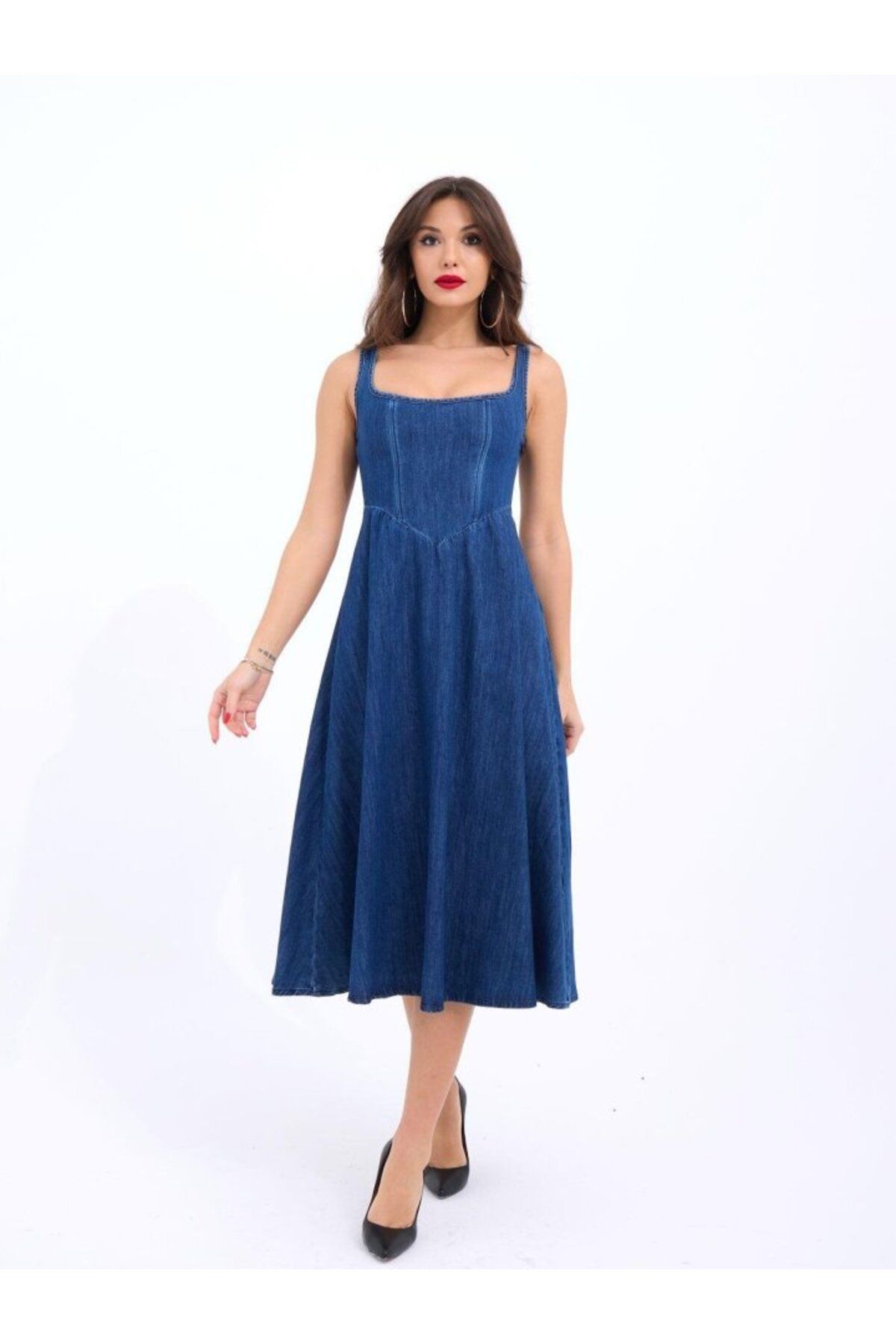 Gökyüzü Moda 7142 KOT ELBİSE-MAVİ